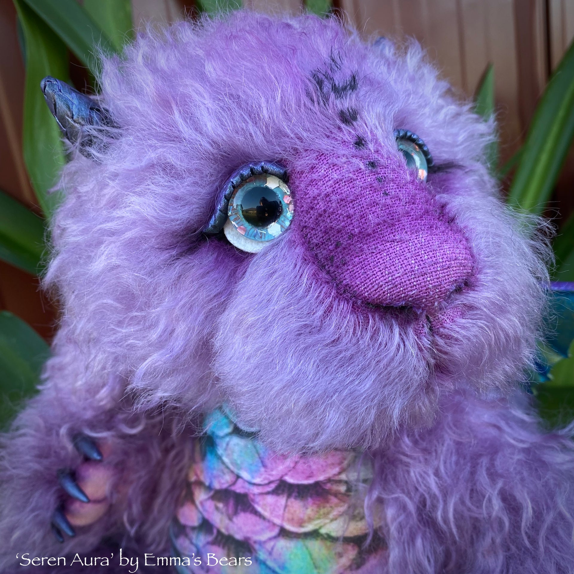 Seren Aura - 15" hand-dyed curlylocks mohair Artist Baby Dragon by Emmas Bears - OOAK