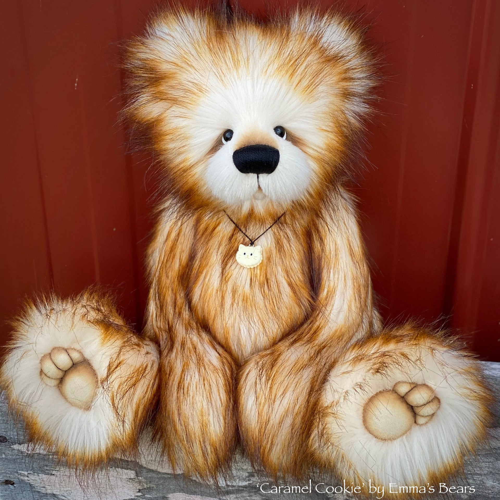 Caramel Cookie - 17" skinny faux fur bear by Emmas Bears - OOAK