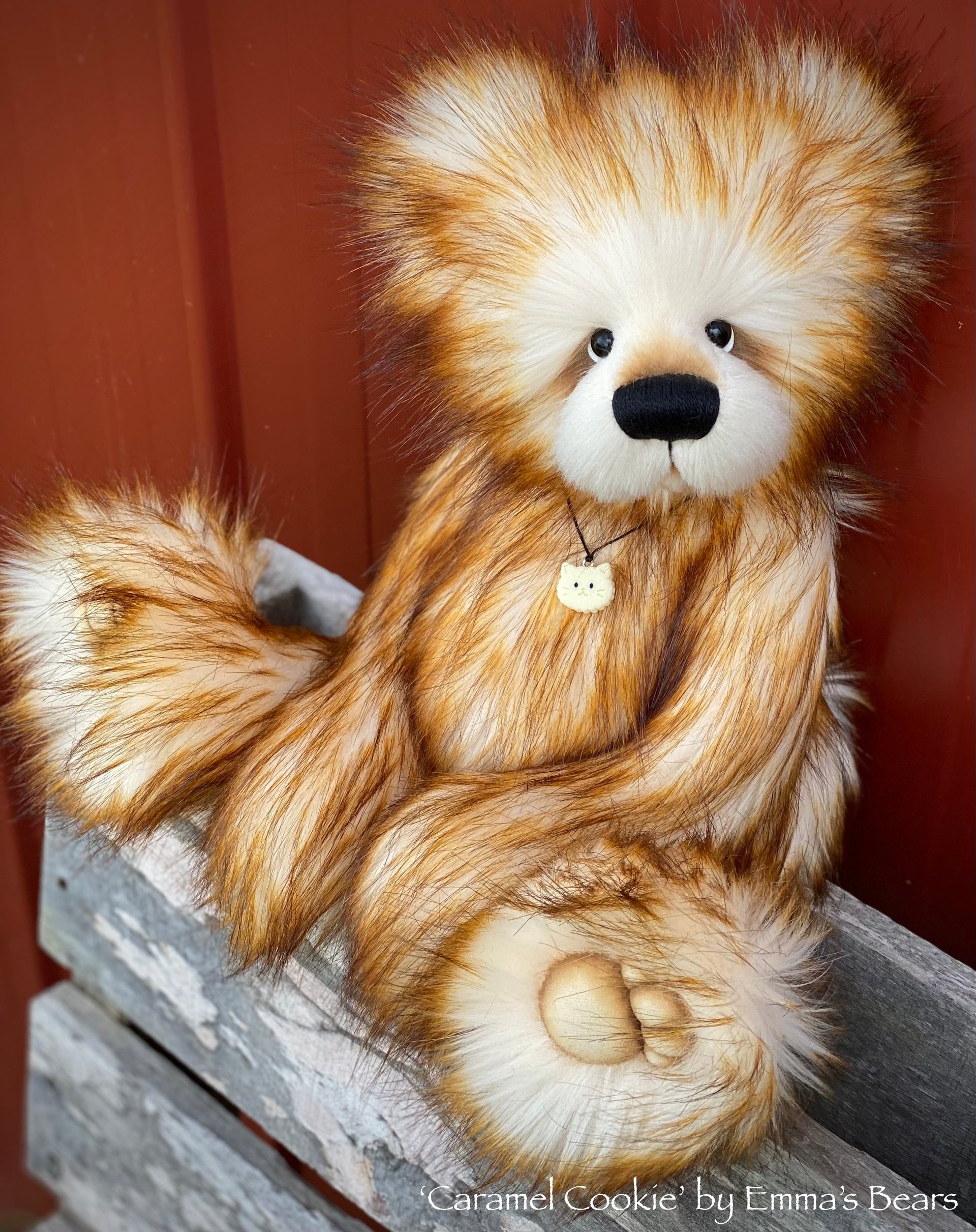 Caramel Cookie - 17" skinny faux fur bear by Emmas Bears - OOAK