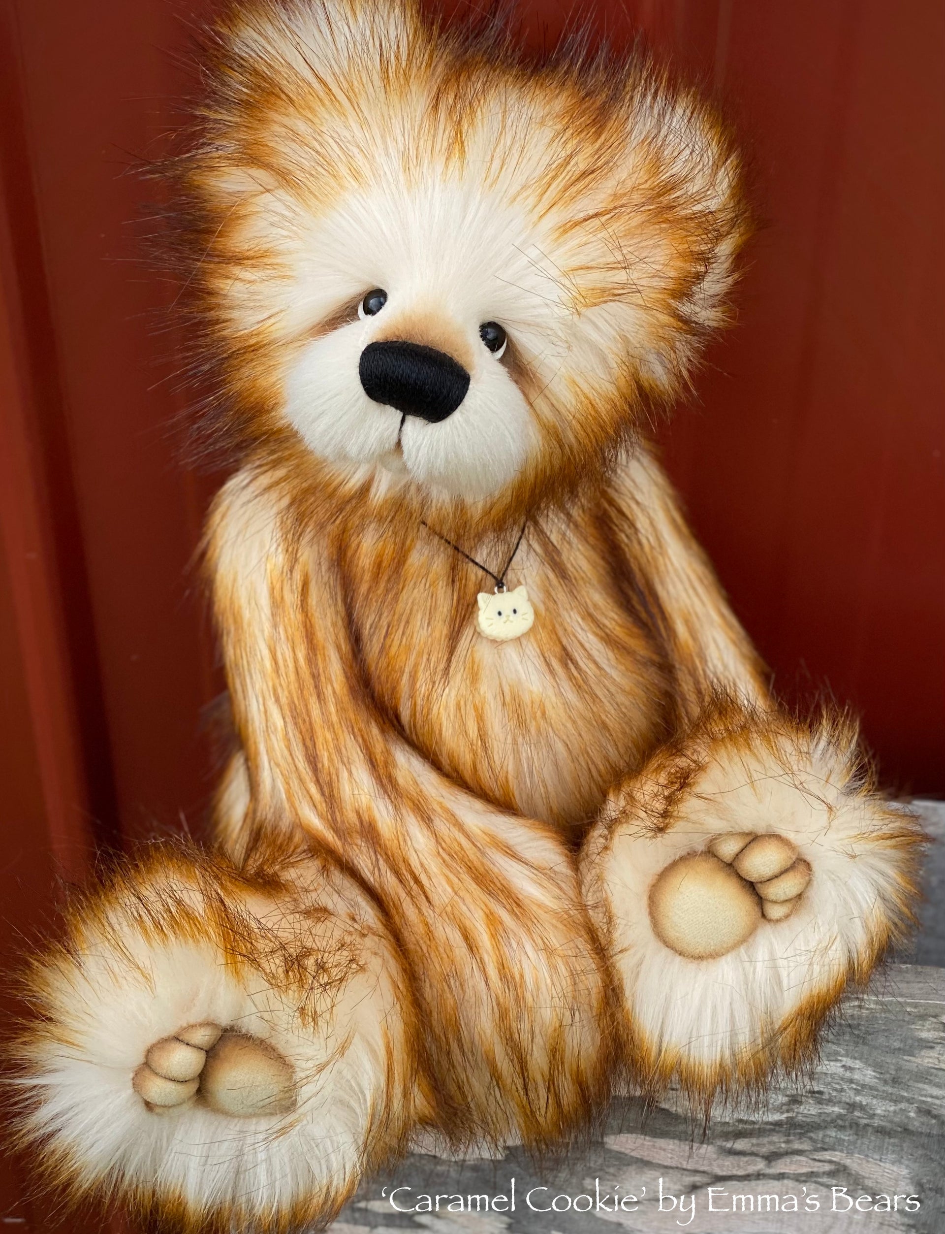 Caramel Cookie - 17" skinny faux fur bear by Emmas Bears - OOAK