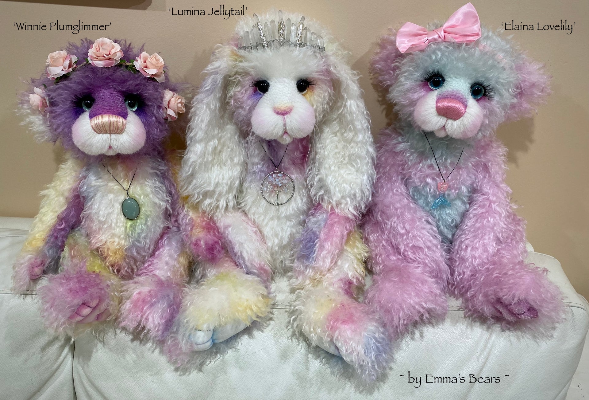 Winnie Plumglimmer - 18" Hand-dyed Mohair Artist Bear by Emmas Bears - OOAK