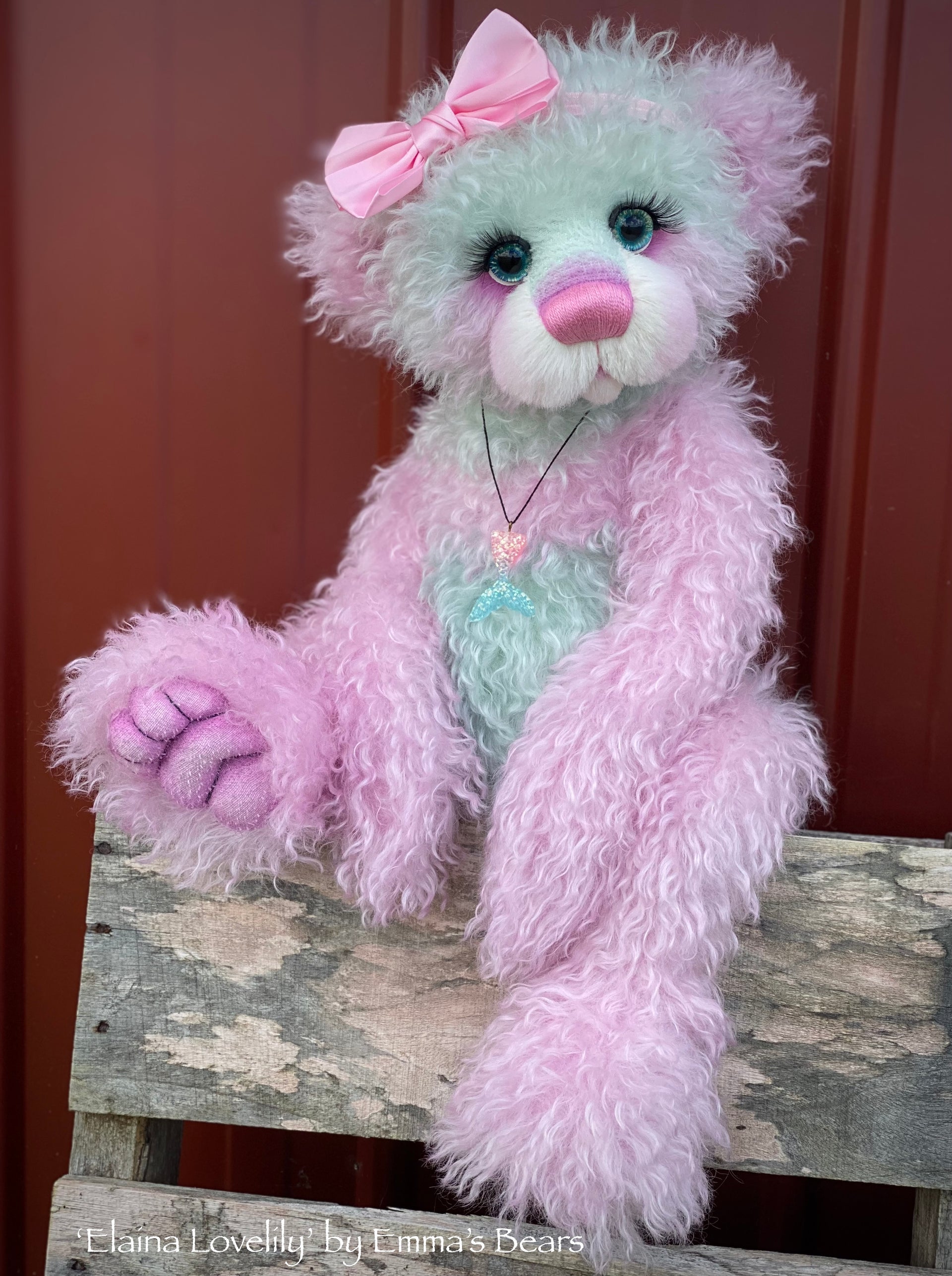 Elaina Lovelily - 21" Hand-dyed Mohair Artist Bear by Emmas Bears - OOAK