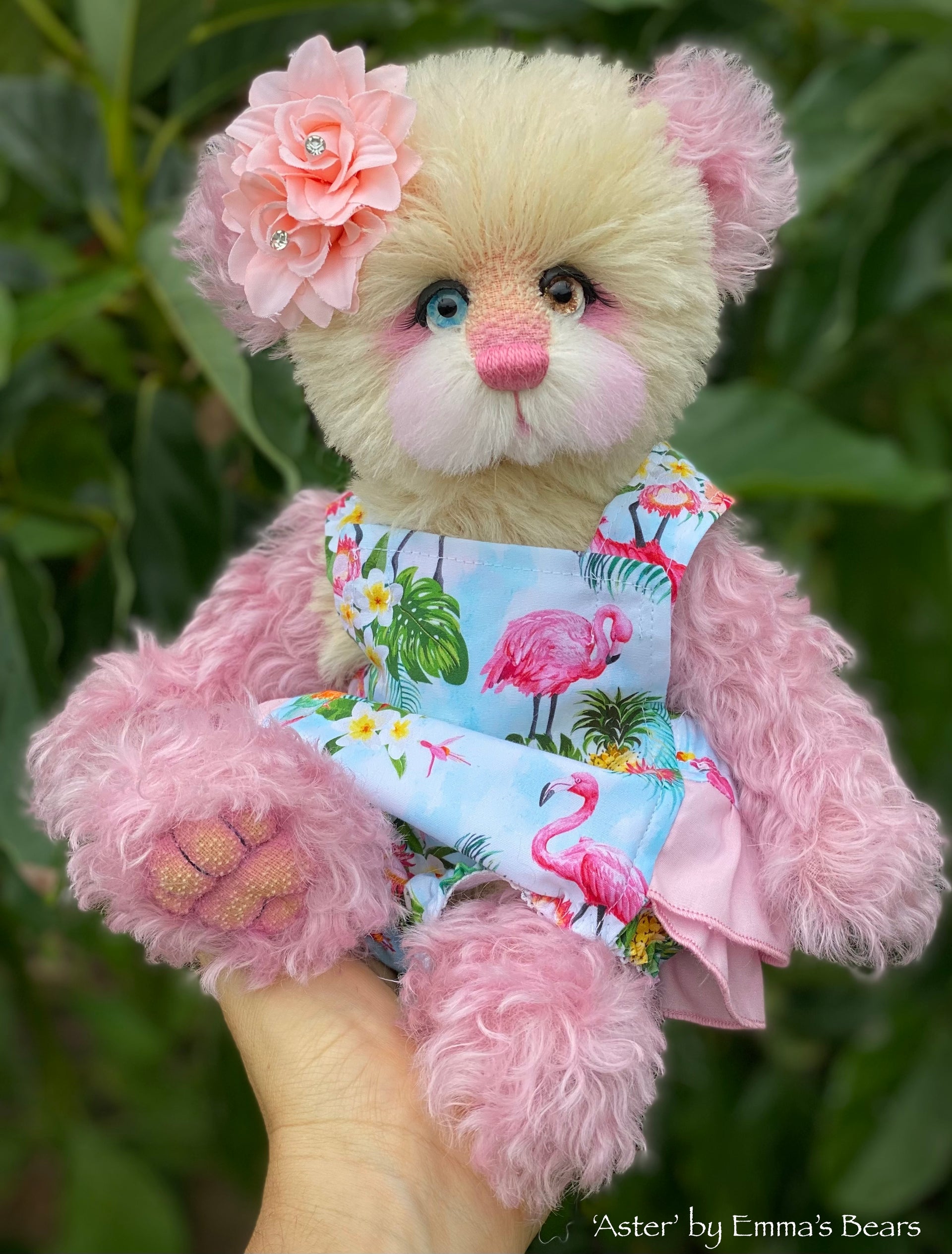 Aster - 12" Curly Kid Mohair and Alpaca artist bear by Emma's Bears - OOAK