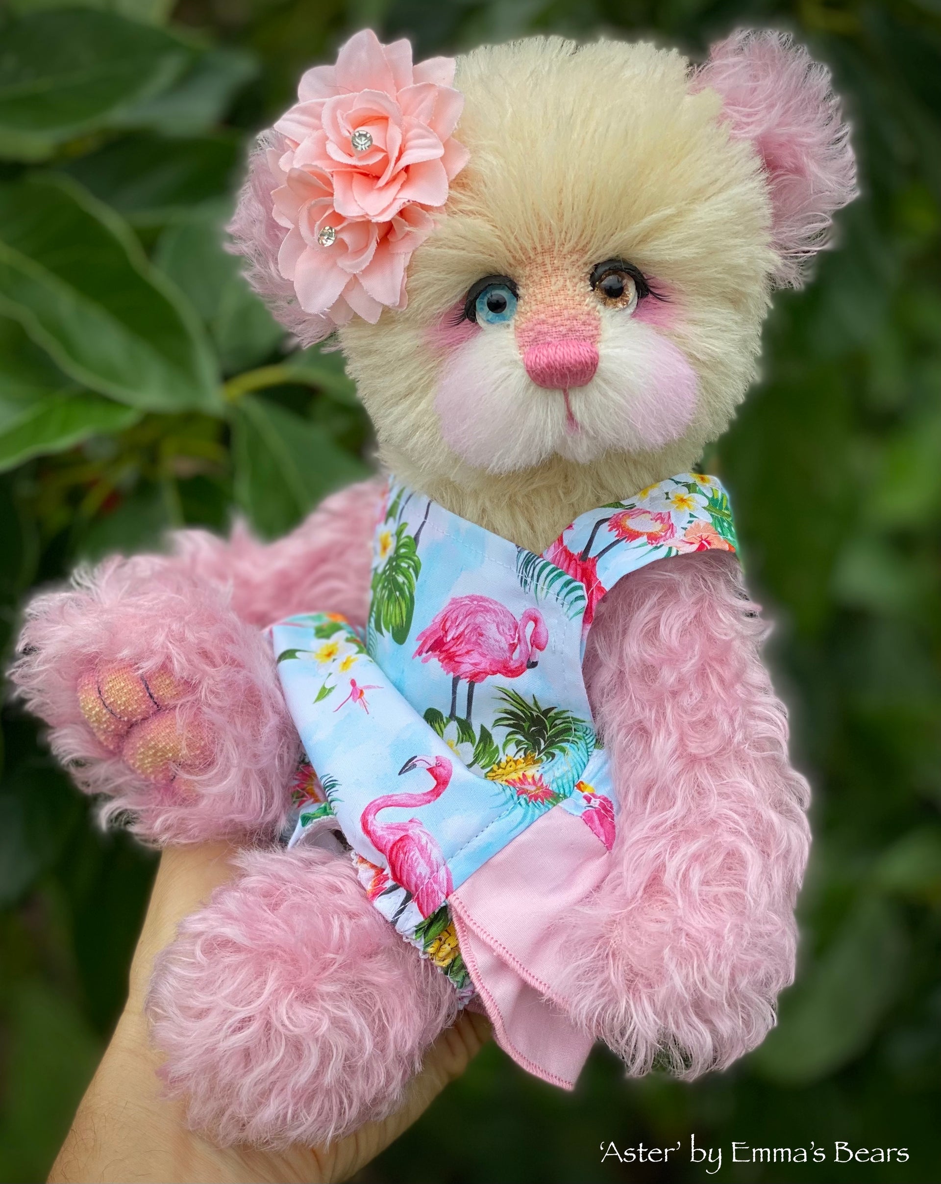 Aster - 12" Curly Kid Mohair and Alpaca artist bear by Emma's Bears - OOAK