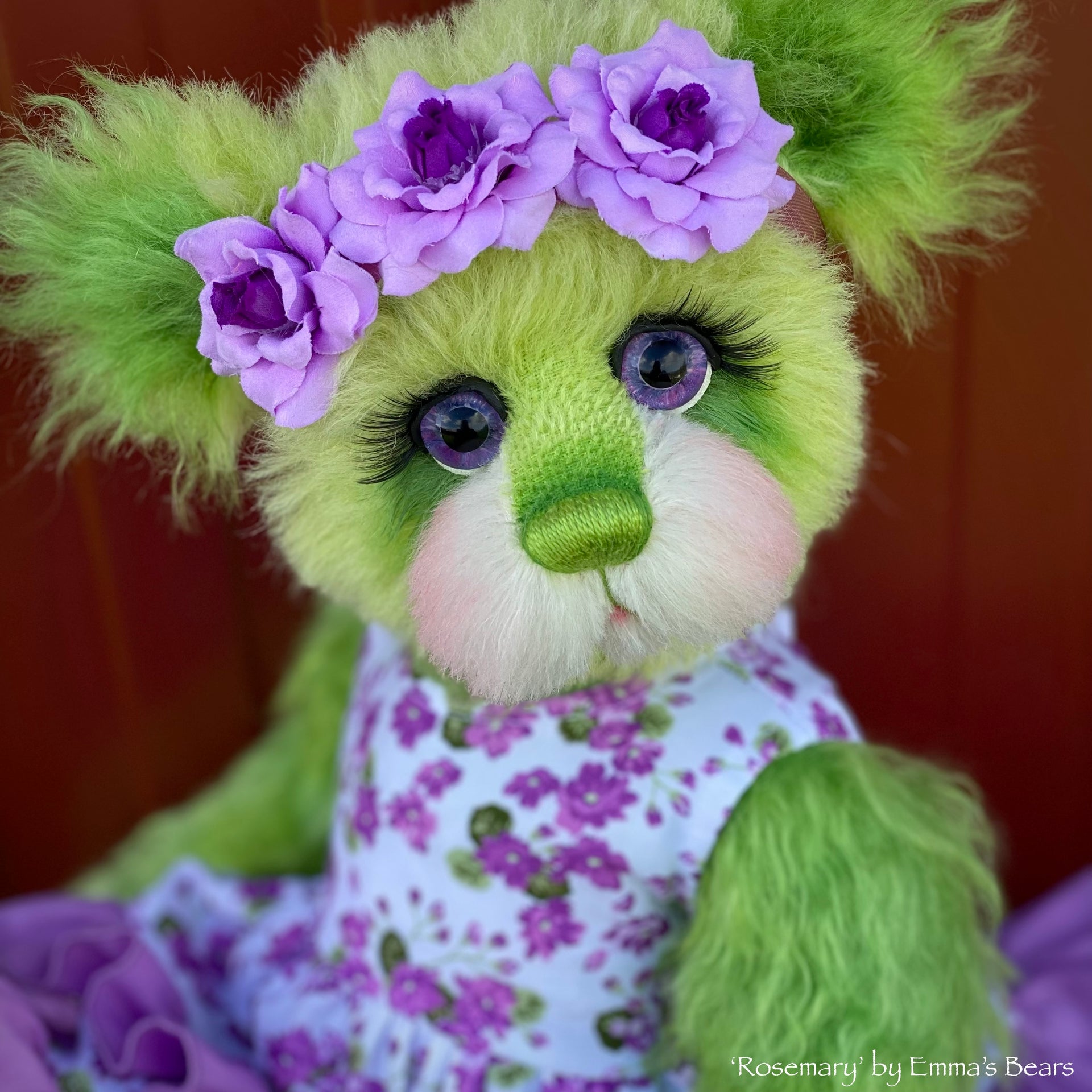 Rosemary - 16" Hand-dyed Curlylocks and Alpaca artist bear by Emma's Bears - OOAK