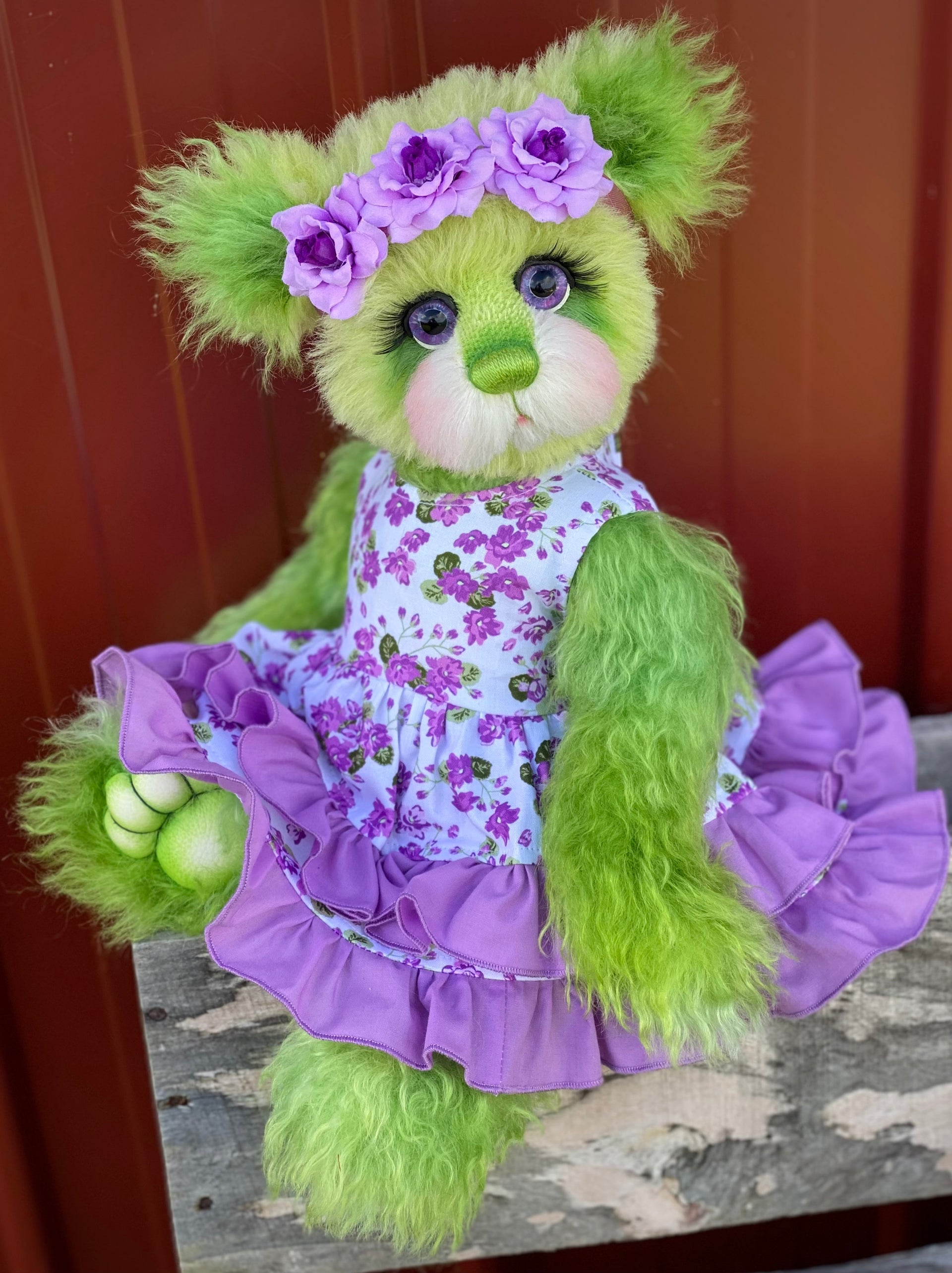 Rosemary - 16" Hand-dyed Curlylocks and Alpaca artist bear by Emma's Bears - OOAK