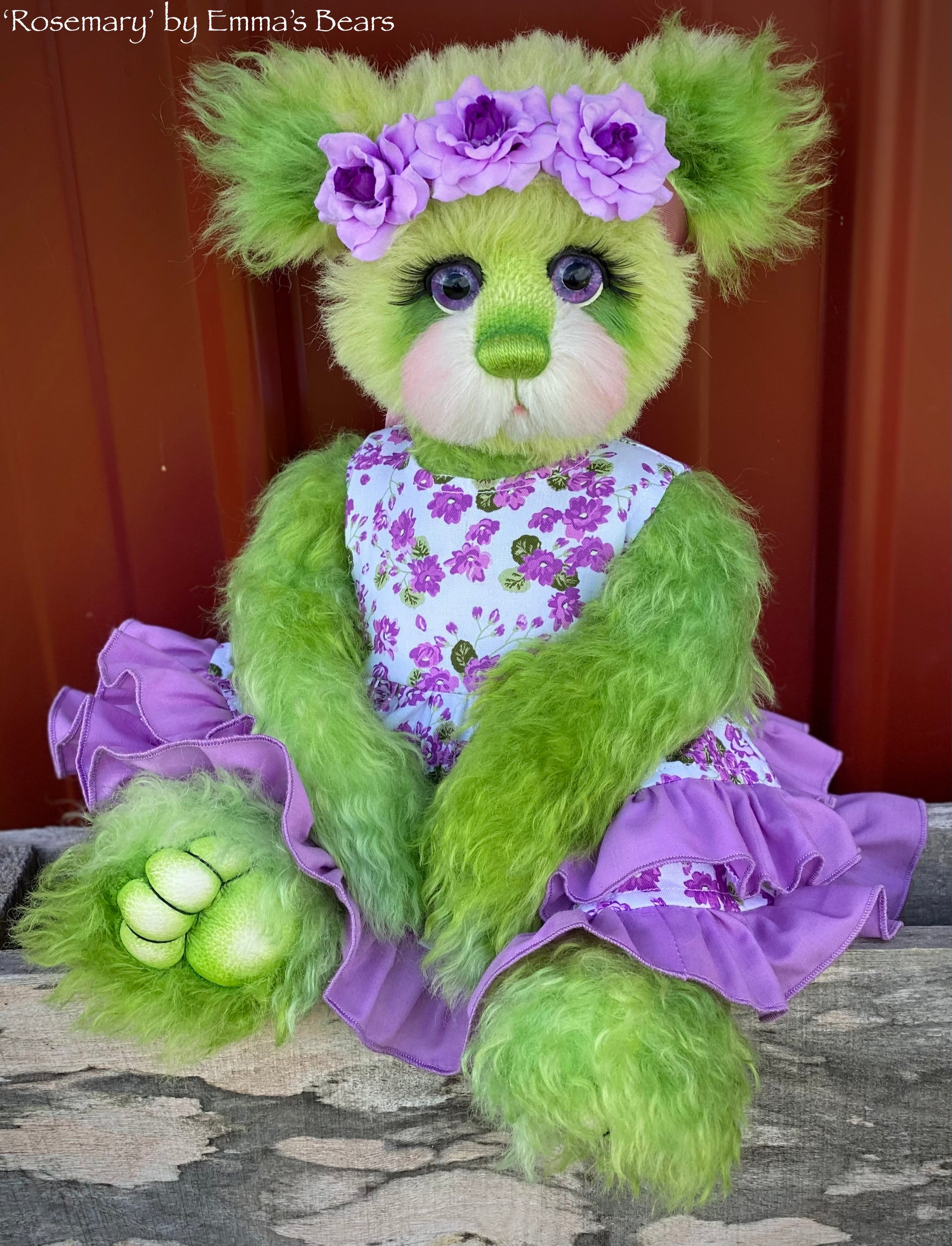 Rosemary - 16" Hand-dyed Curlylocks and Alpaca artist bear by Emma's Bears - OOAK