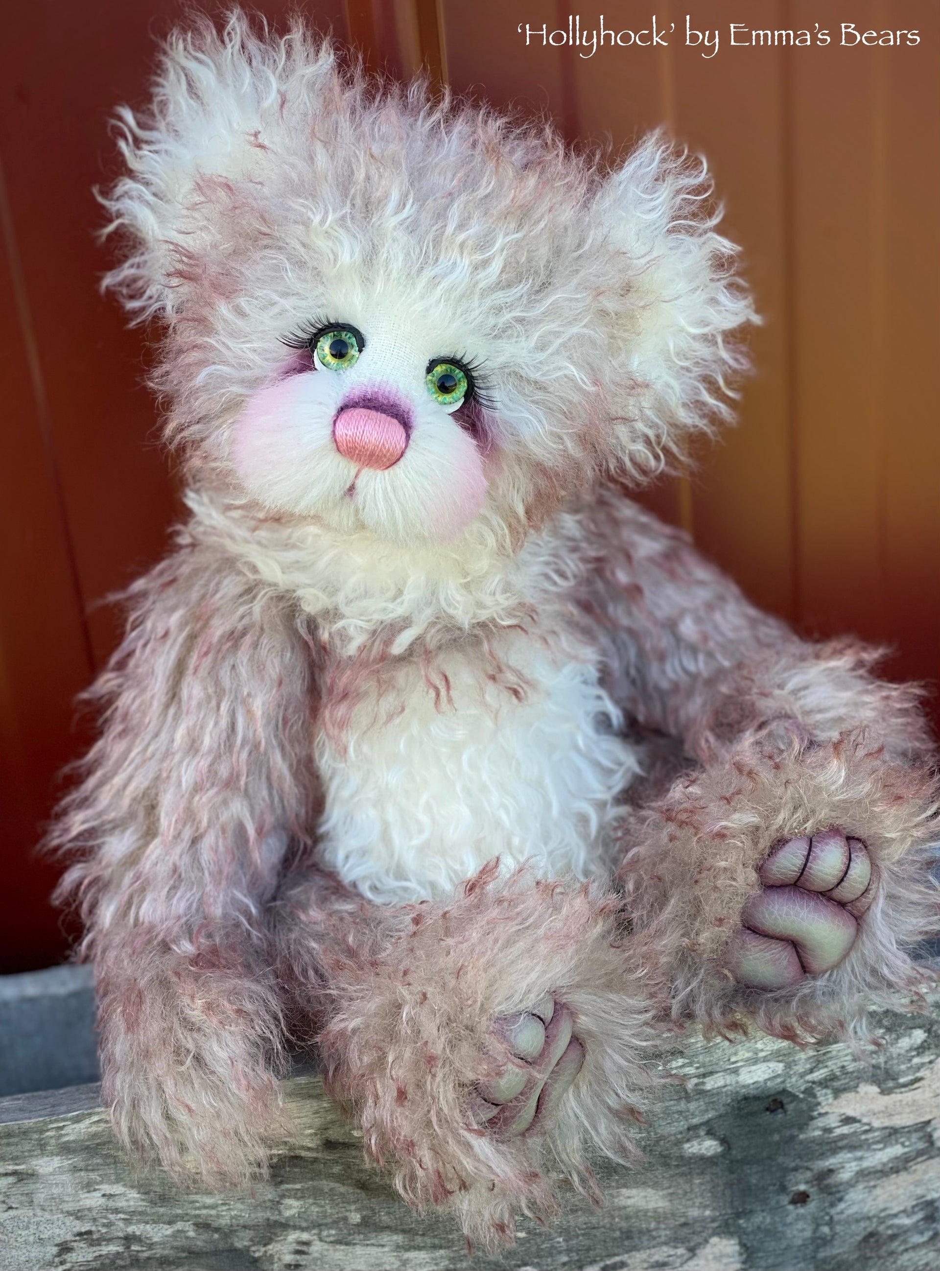 Hollyhock - 16" Tipped Curlylocks and Alpaca artist bear by Emma's Bears - OOAK