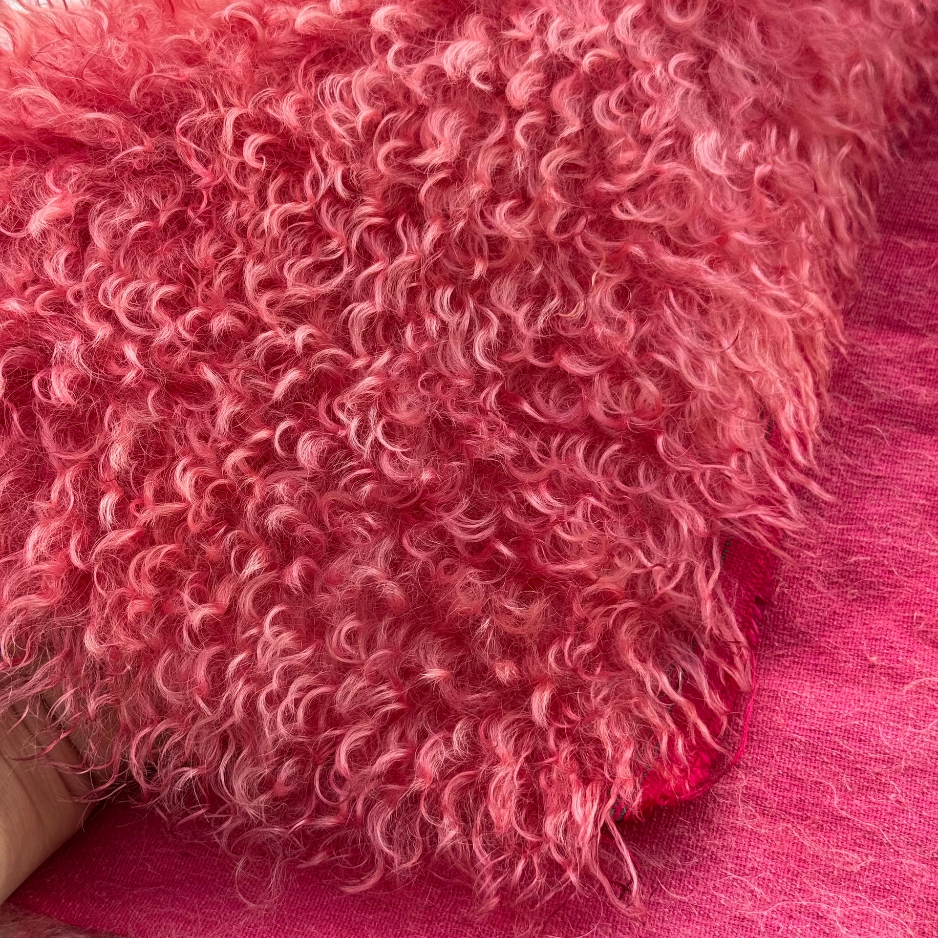 Curlylocks Mohair - Hand Dyed Ruby Grapefruit - Fat 1/8m - JUL023