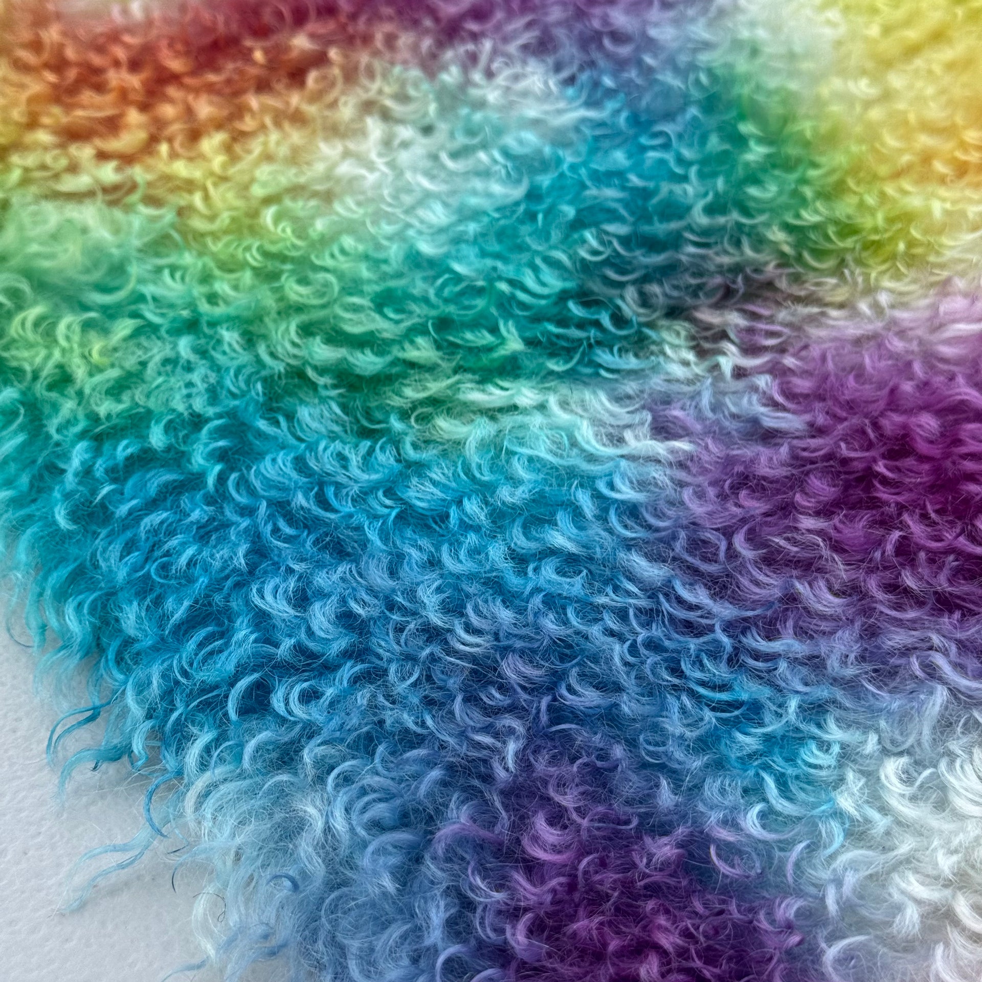 Curlylocks Mohair - Hand Dyed Rainbow Clouds - Fat 1/8m - JUL029
