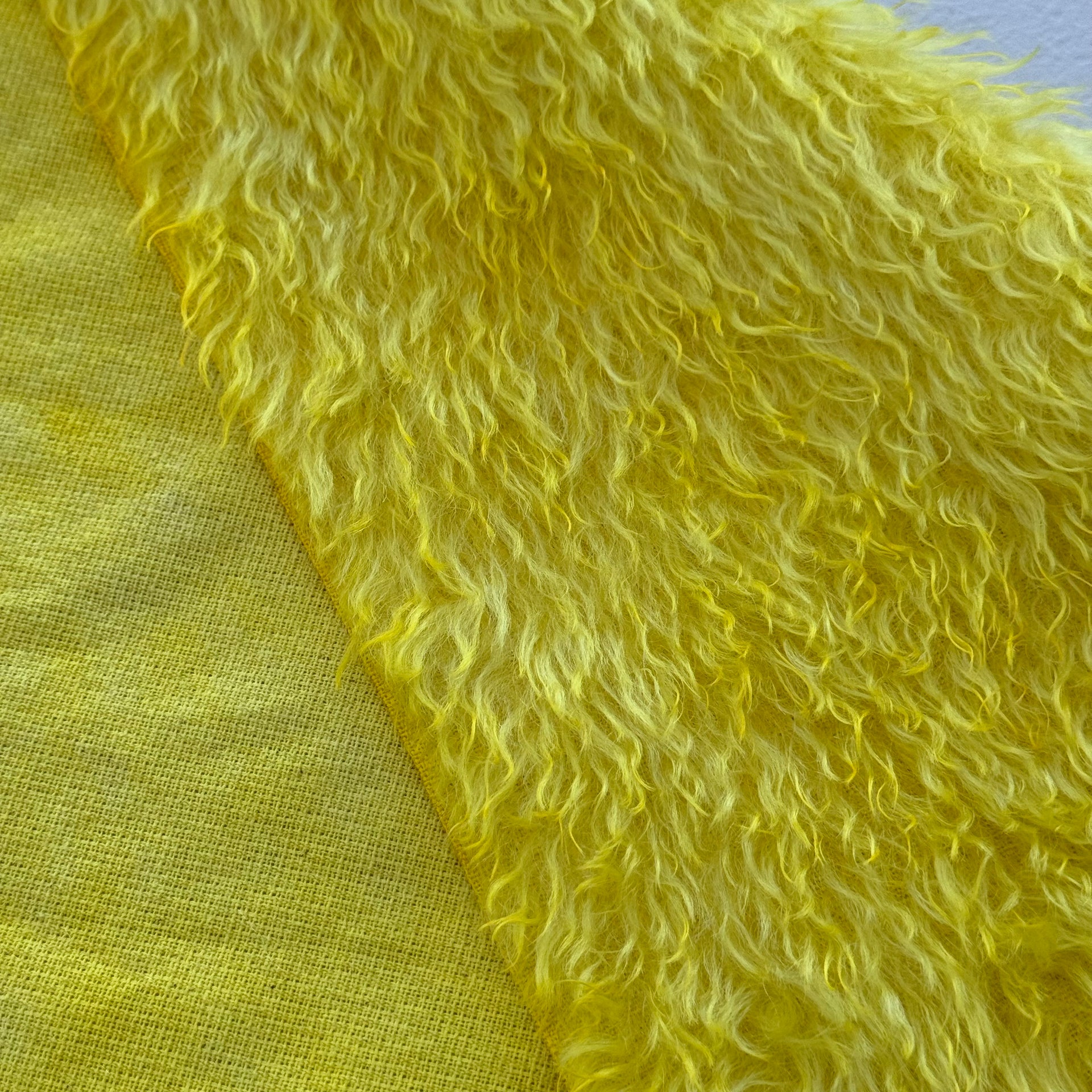 Shaggy 23mm Mohair - Hand Dyed Bright Yellow - Fat 1/8m - JUL078