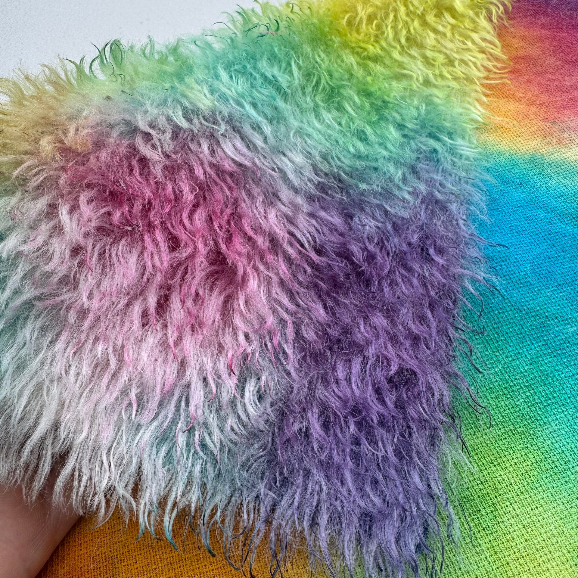 Shaggy 23mm Mohair - Hand Dyed Rainbow Clouds - Fat 1/8m - JUL081