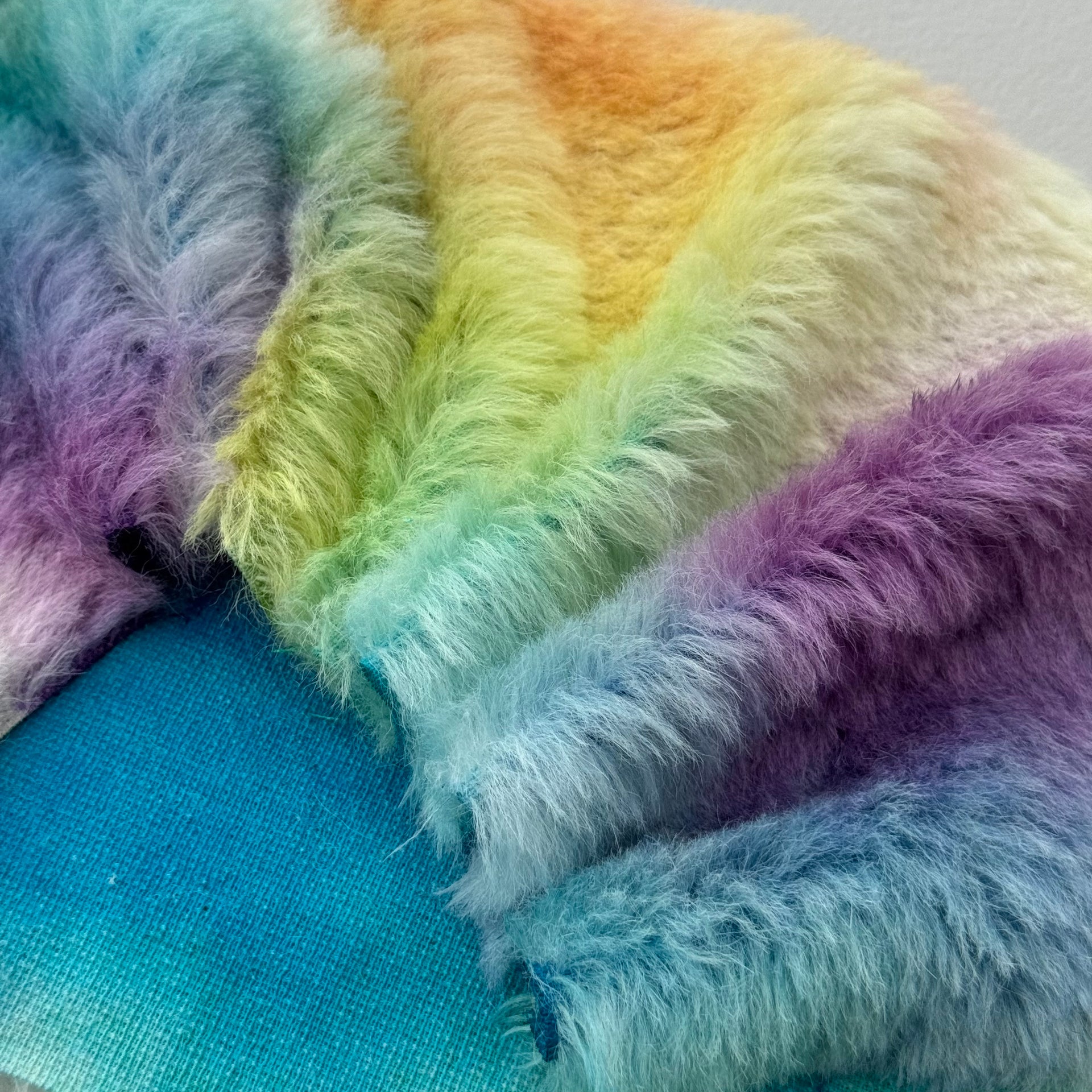 Medium Alpaca - Hand Dyed Pastel Rainbow - Fat 1/8m - JUL106