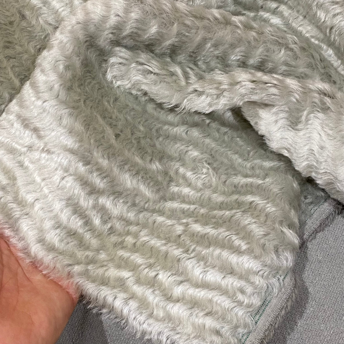 LIMITED Dense Pastel Sage Green - 17mm Wavy-Crimped Mohair ...