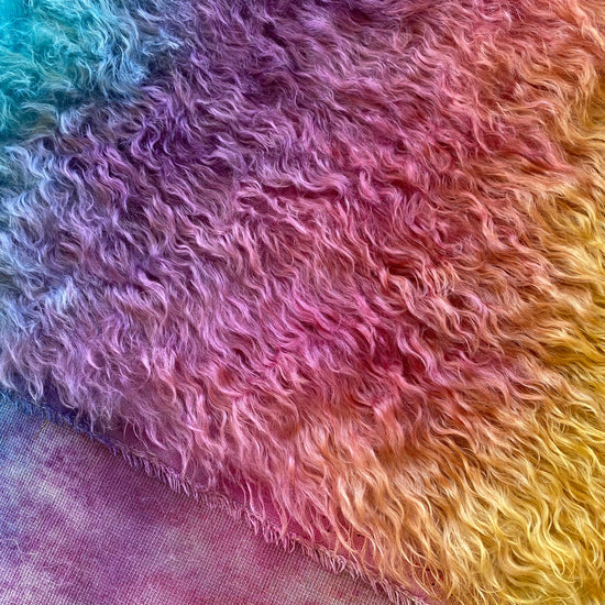 Long Fluffy Mohair - Hand Dyed Rainbow - Fat 1/4m - MAR111