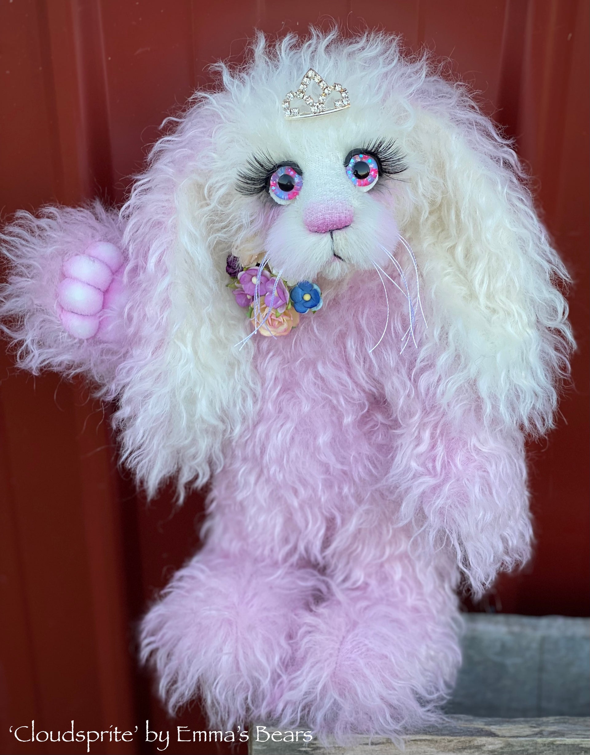 Cloudsprite - 12" Hand-Dyed Curlylocks Mohair Bunny by Emma's Bears - OOAK