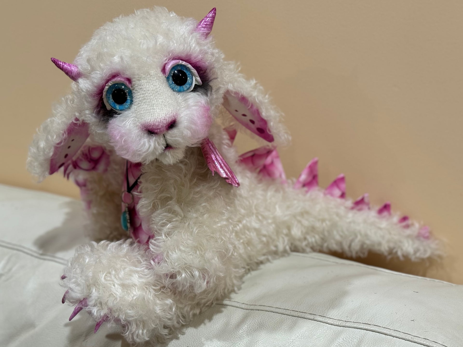 Sugarfig Giggle - 15" Kid Mohair Artist Baby Dragon by Emmas Bears - OOAK