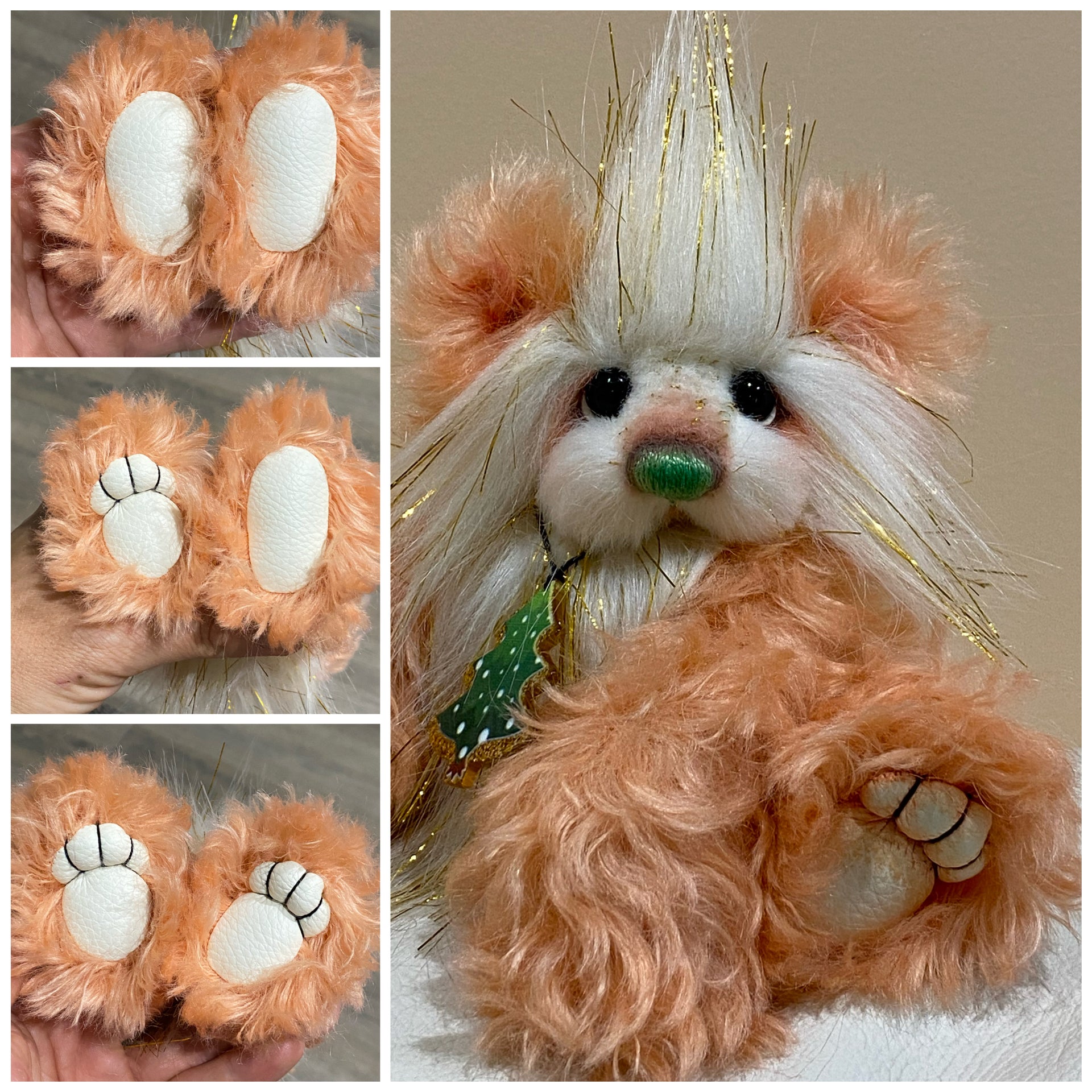 KITS - 6" Trinket mohair and faux fur Christmas bear