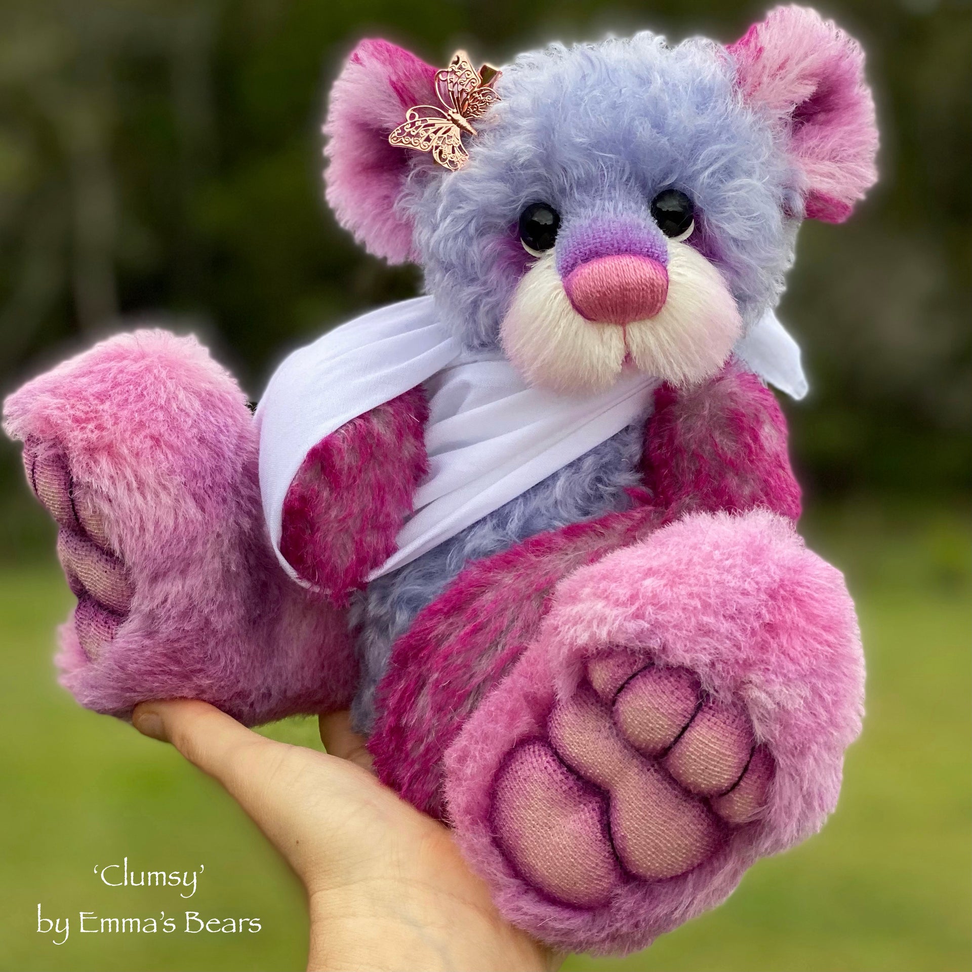 Clumsy - 12" Hand-dyed Mohair and Alpaca Bear by Emma's Bears - OOAK