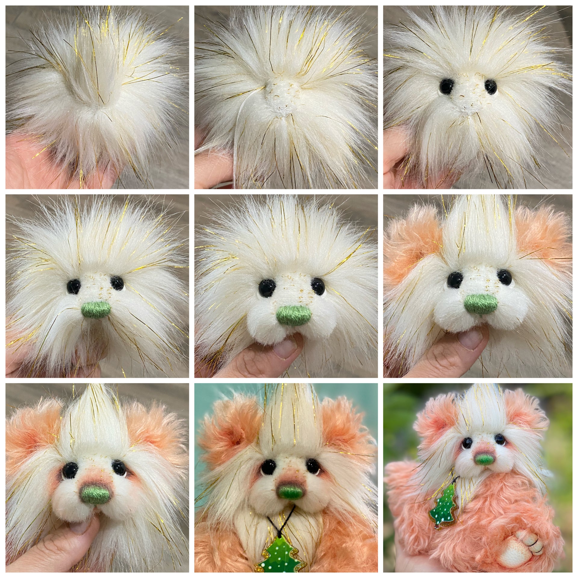 KITS - 6" Trinket mohair and faux fur Christmas bear
