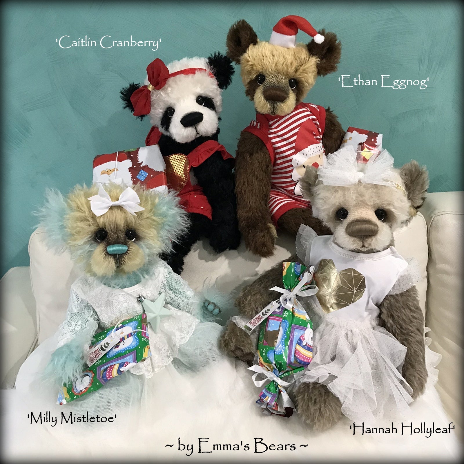 Hannah Hollyleaf - 18" MOHAIR Artist toddler style Panda Bear by Emma's Bears - OOAK