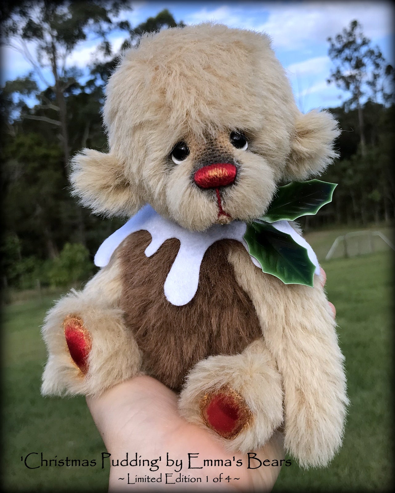 Christmas Pudding L/E 1 of 4 - Handmade ALPACA artist bear by Emma's Bears