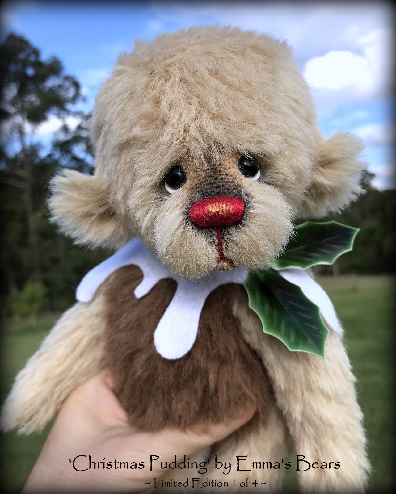 Christmas Pudding L/E 1 of 4 - Handmade ALPACA artist bear by Emma's Bears