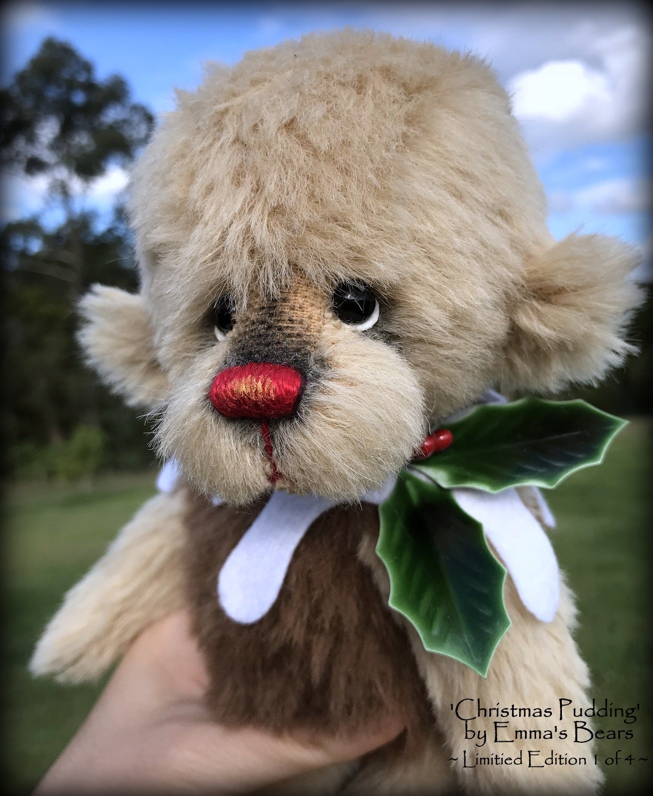 Christmas Pudding L/E 1 of 4 - Handmade ALPACA artist bear by Emma's Bears