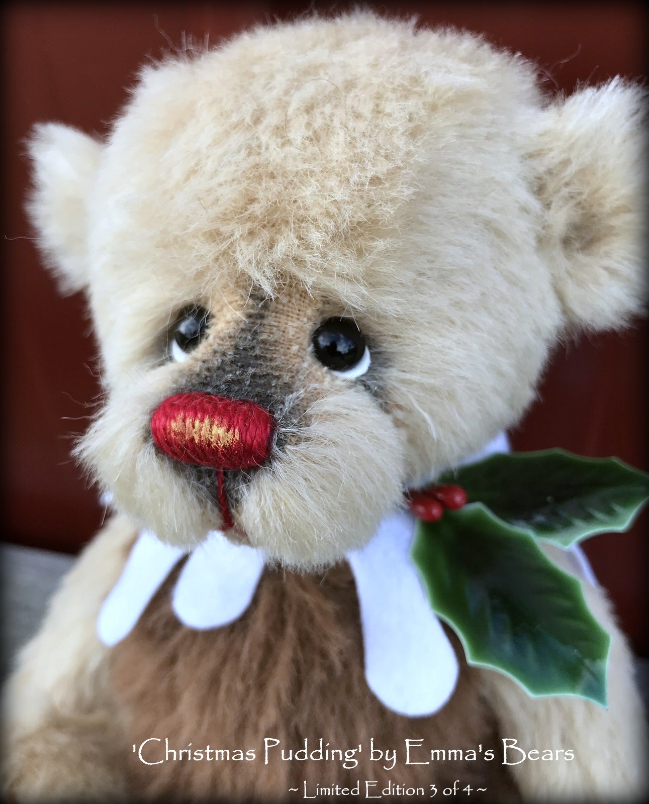 Christmas Pudding L/E 3 of 4 - Handmade ALPACA artist bear by Emma's Bears