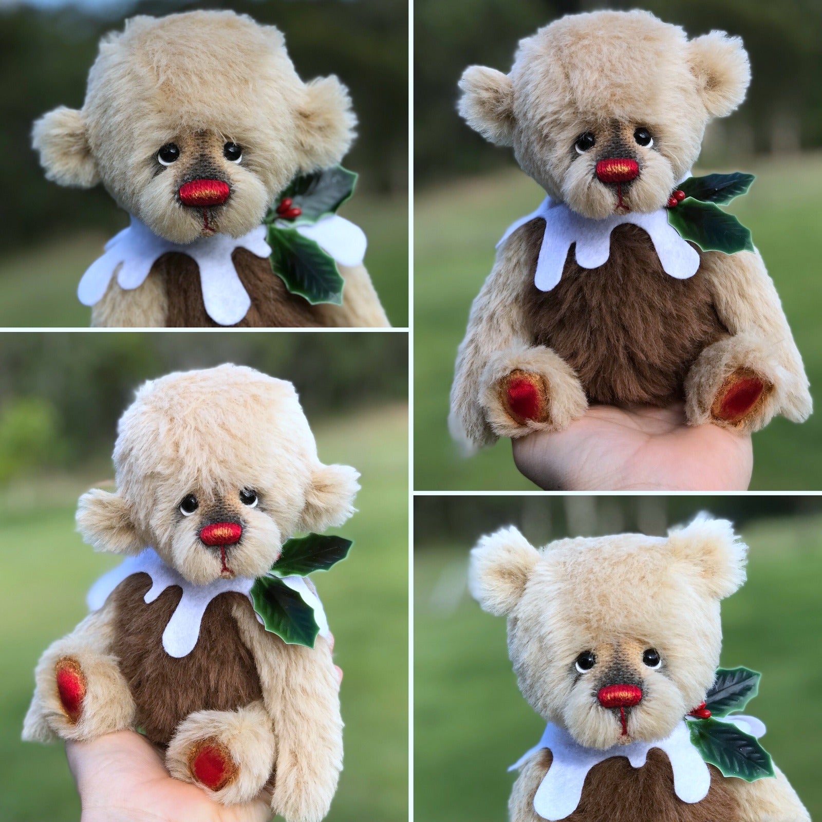 Christmas Pudding L/E 3 of 4 - Handmade ALPACA artist bear by Emma's Bears