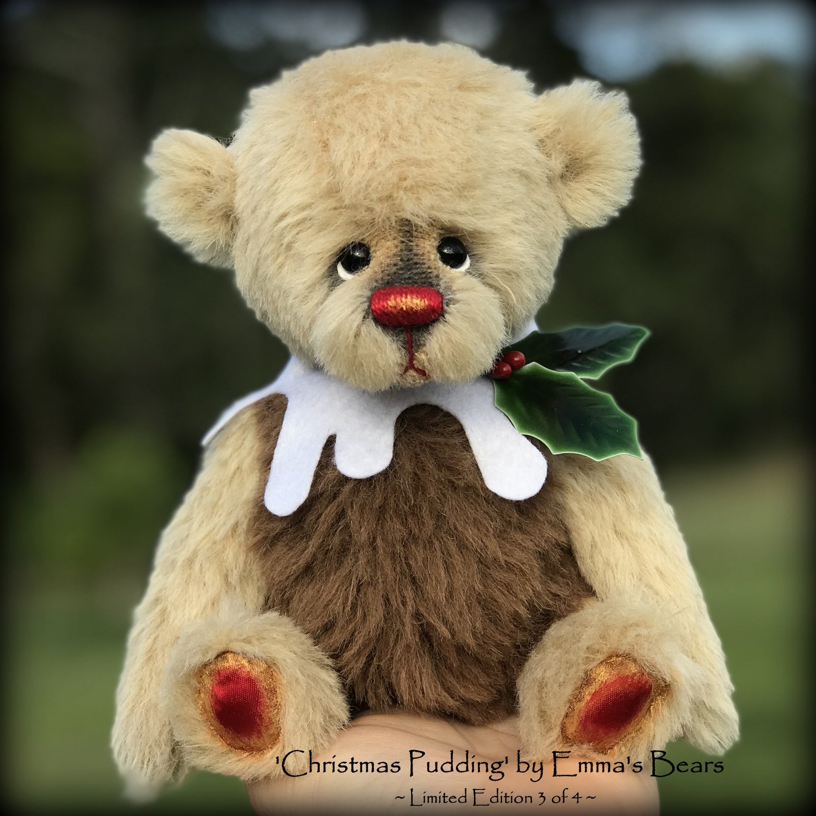 Christmas Pudding L/E 3 of 4 - Handmade ALPACA artist bear by Emma's Bears