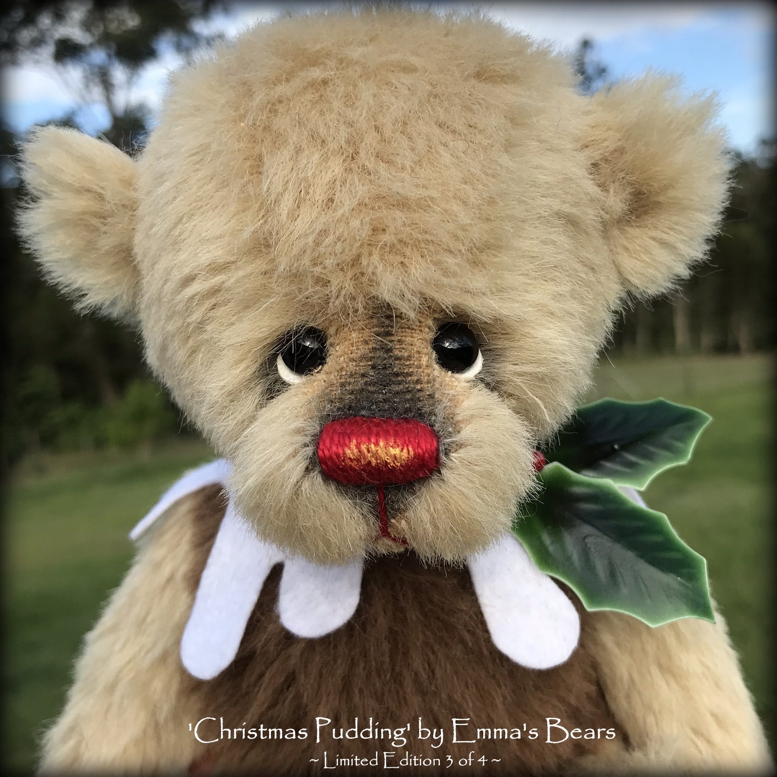 Christmas Pudding L/E 3 of 4 - Handmade ALPACA artist bear by Emma's Bears