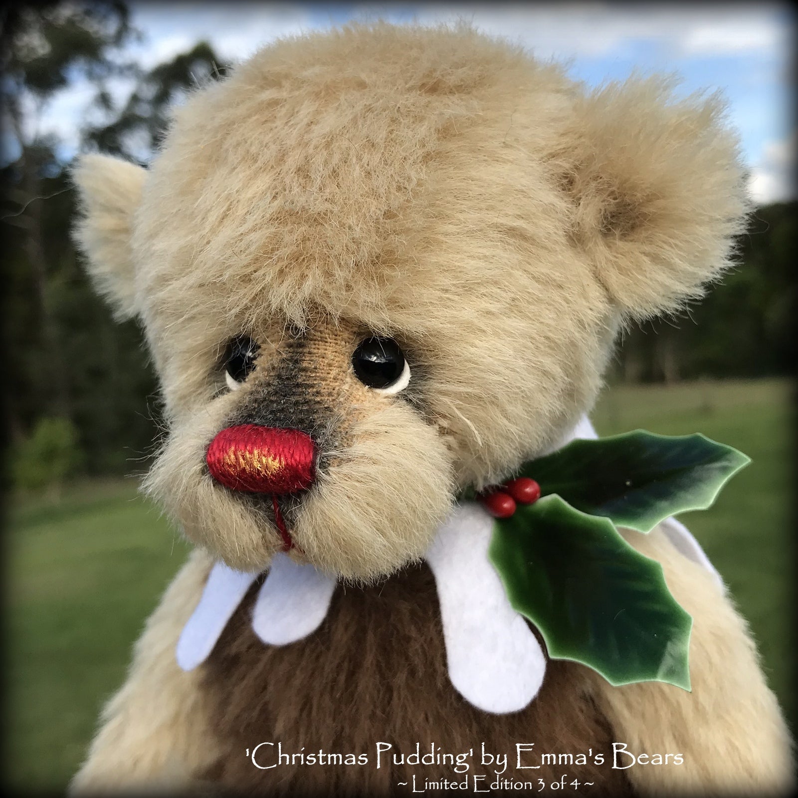 Christmas Pudding L/E 3 of 4 - Handmade ALPACA artist bear by Emma's Bears