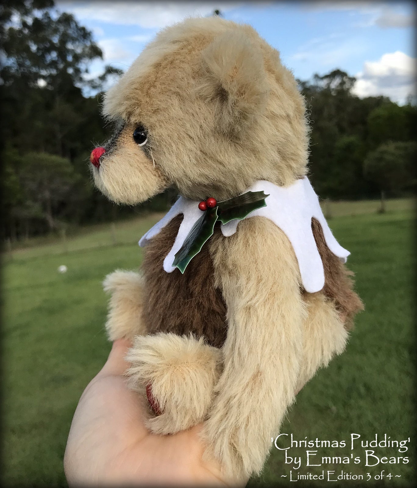 Christmas Pudding L/E 3 of 4 - Handmade ALPACA artist bear by Emma's Bears