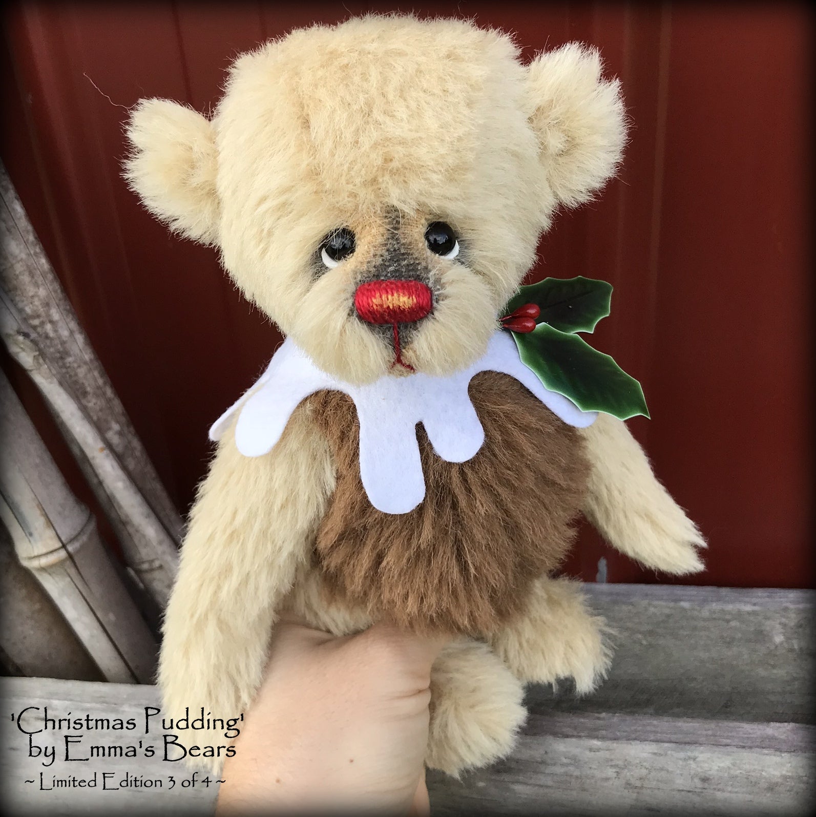 Christmas Pudding L/E 3 of 4 - Handmade ALPACA artist bear by Emma's Bears