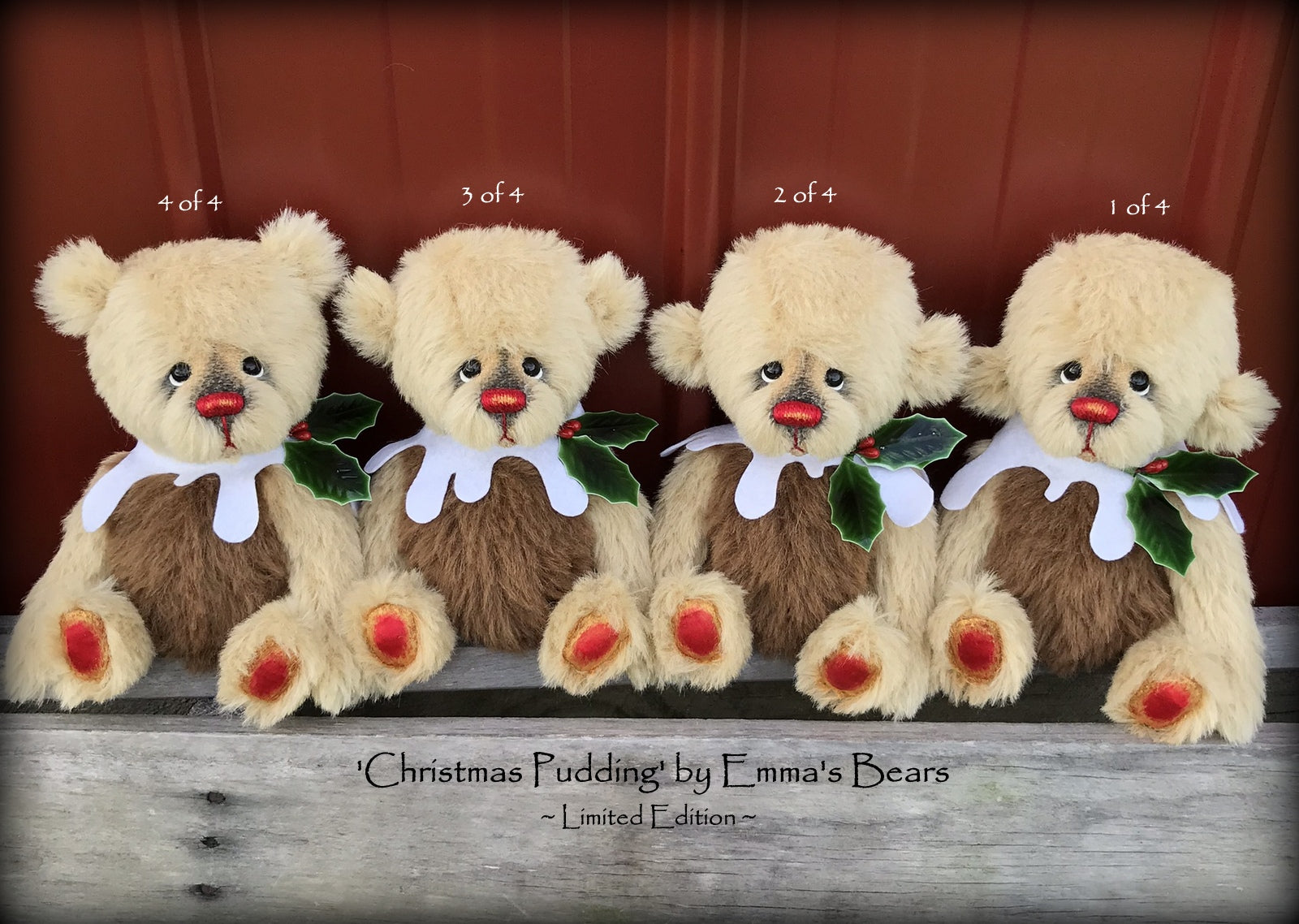 Christmas Pudding L/E 3 of 4 - Handmade ALPACA artist bear by Emma's Bears