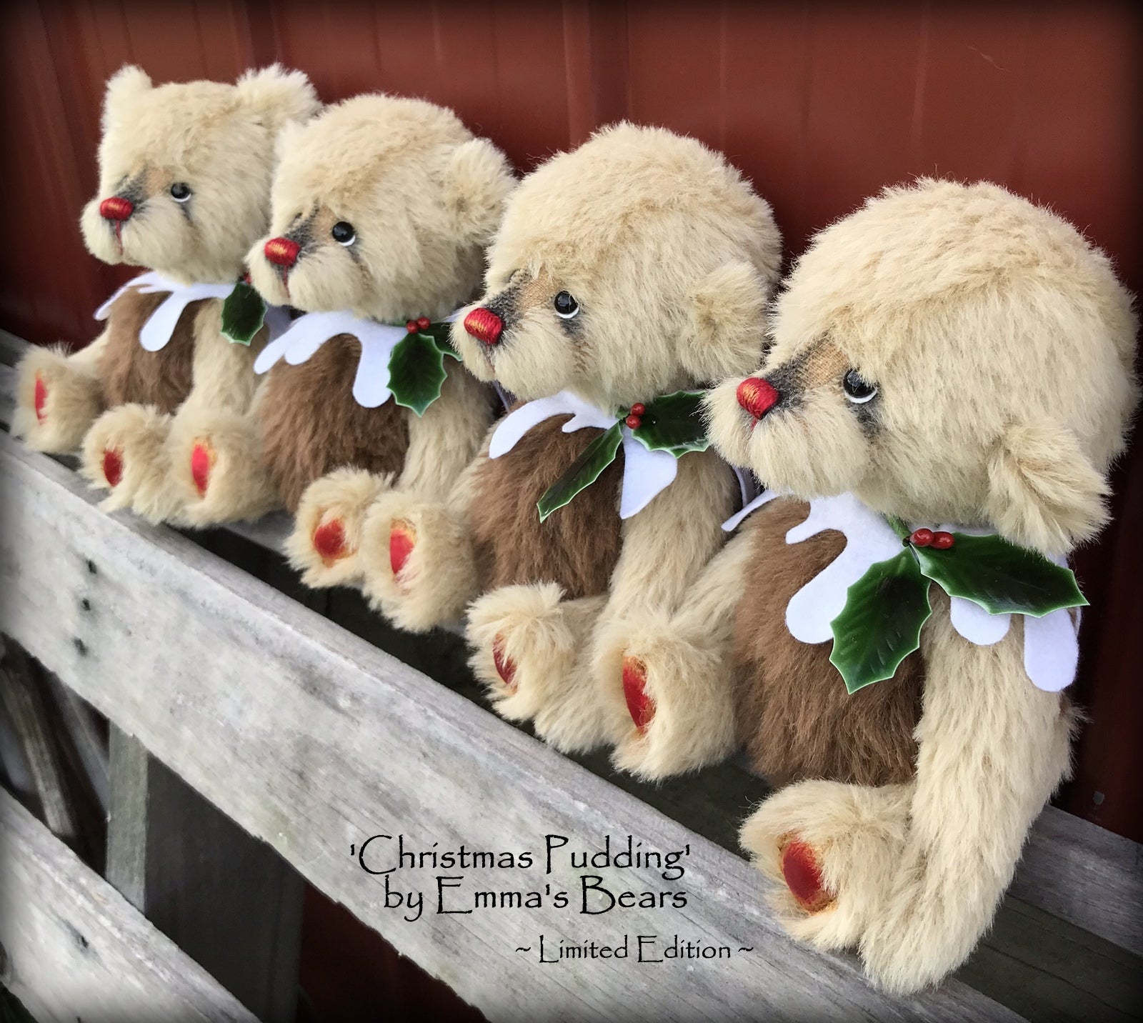 Christmas Pudding L/E 4 of 4 - Handmade ALPACA artist bear by Emma's Bears