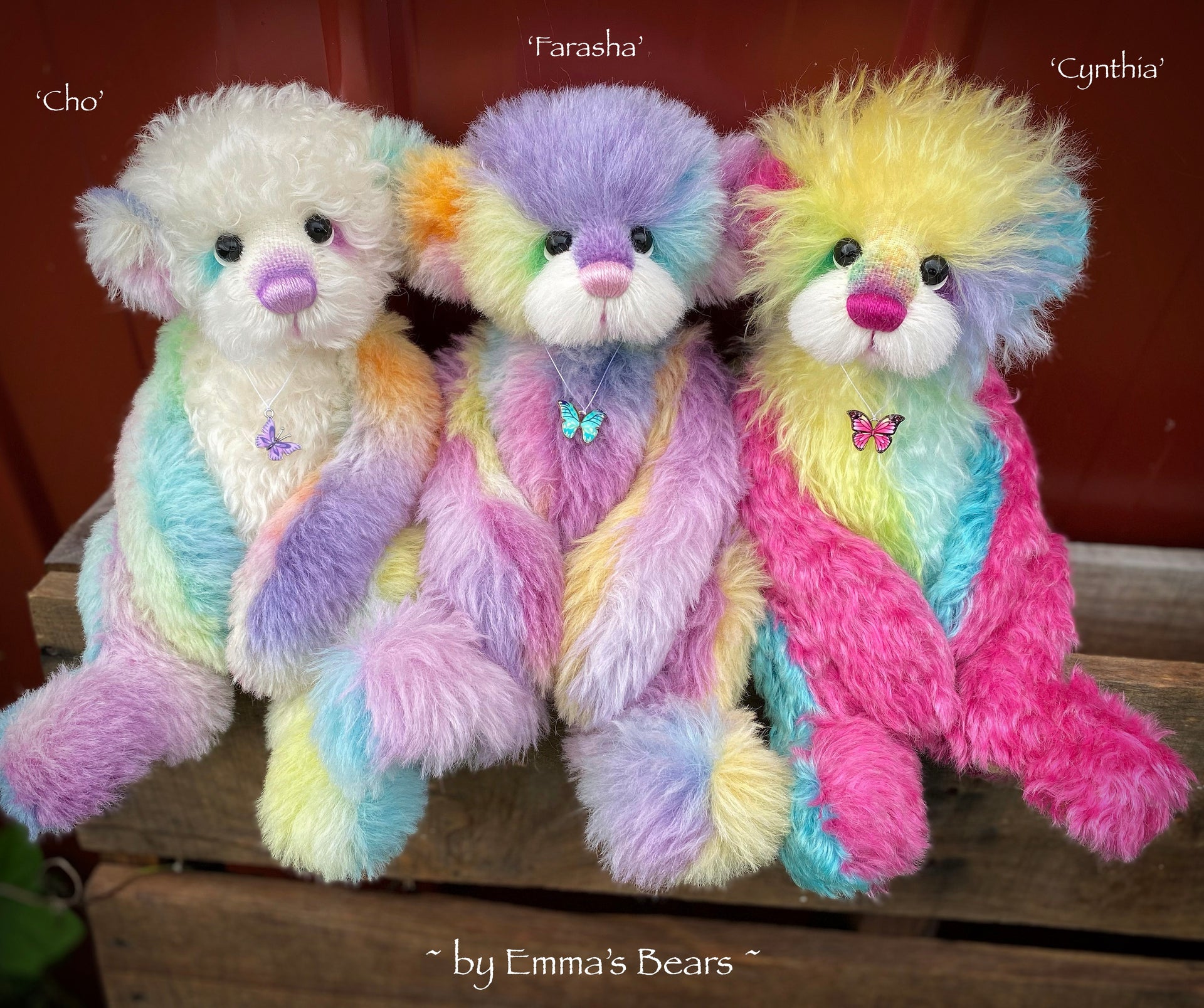 Cynthia - 12" Hand Dyed Rainbow Mohair Artist Bear by Emma's Bears - OOAK