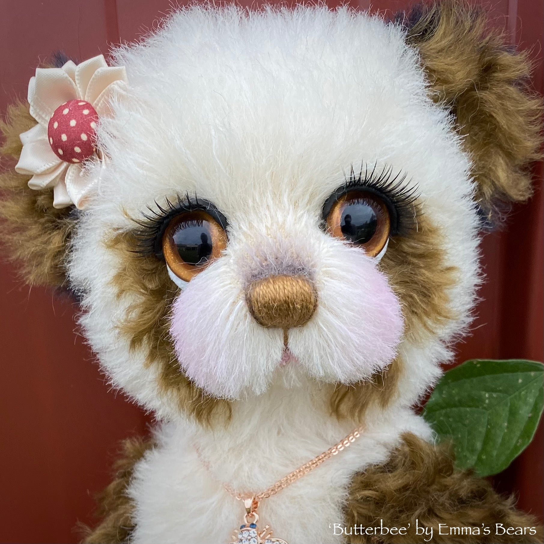 Butterbee - 12" curly kid mohair artist panda bear by Emma's Bears - OOAK