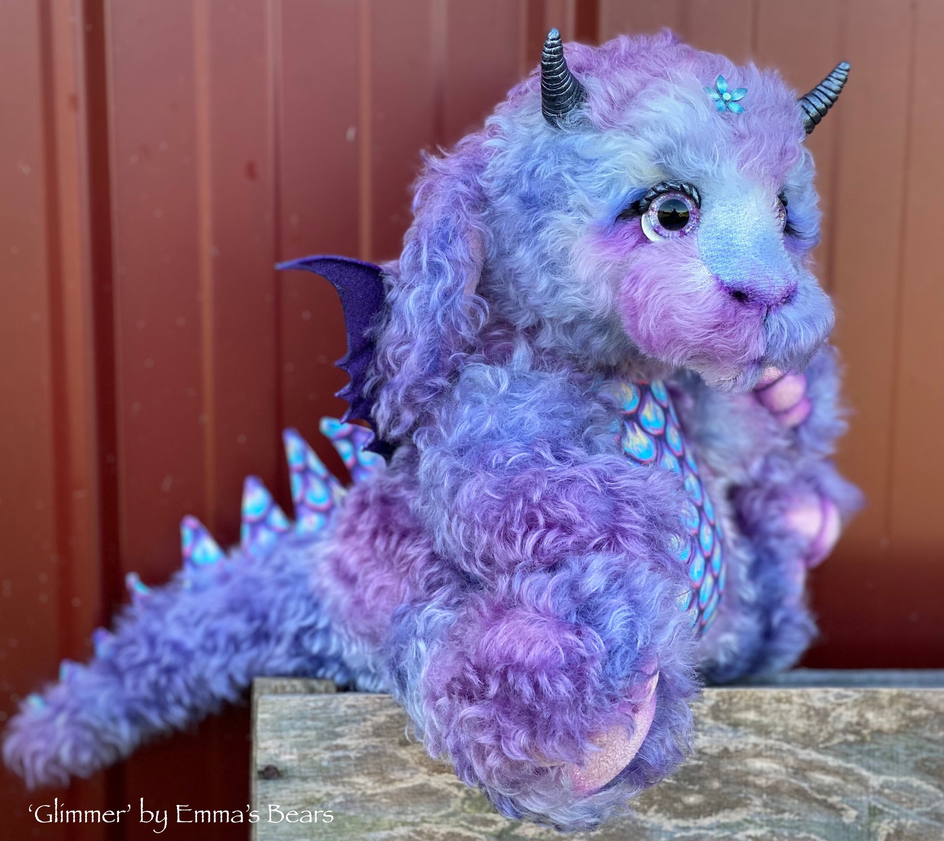 Glimmer - 15" kid mohair Artist Baby Dragon by Emmas Bears - OOAK