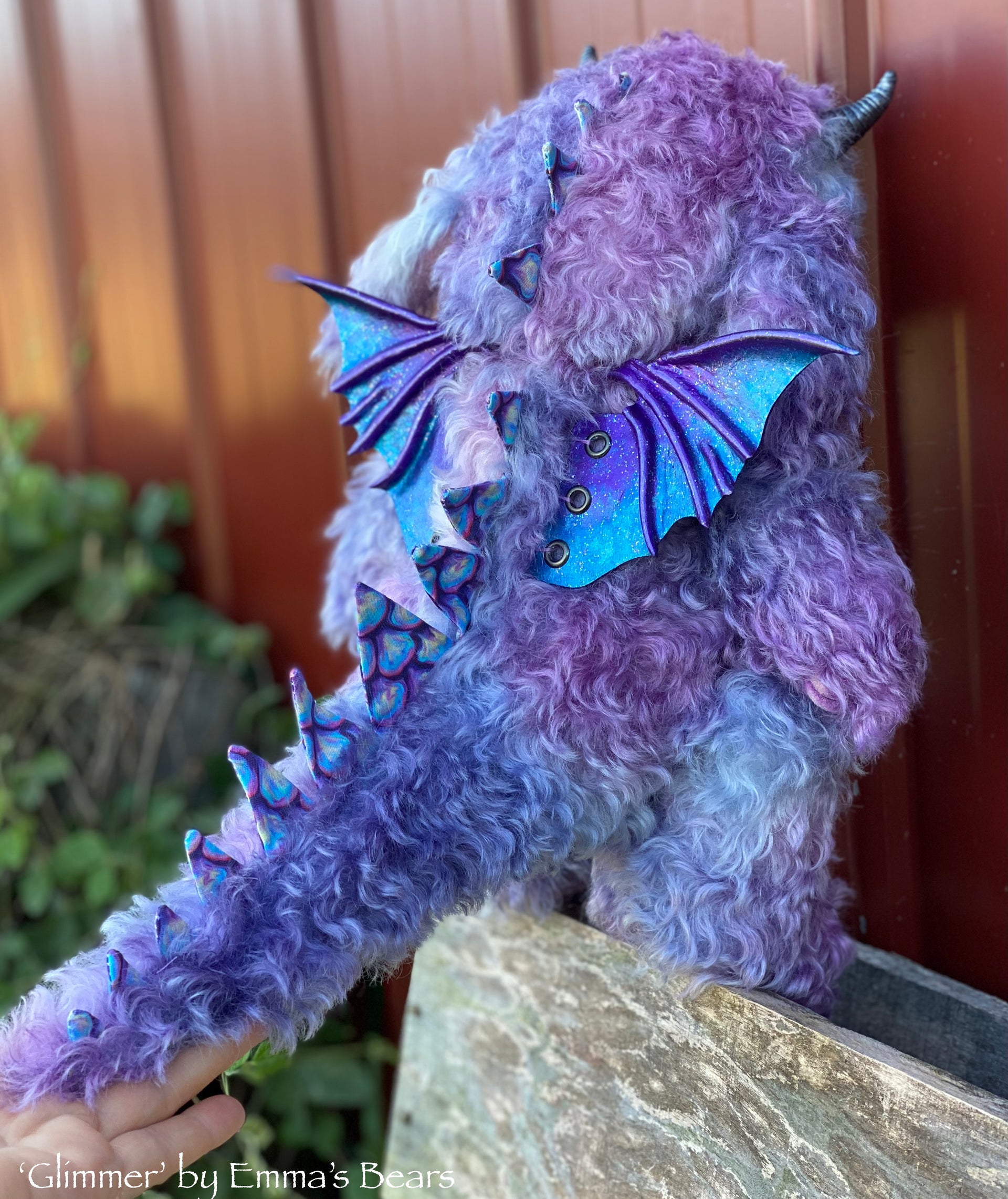 Glimmer - 15" kid mohair Artist Baby Dragon by Emmas Bears - OOAK