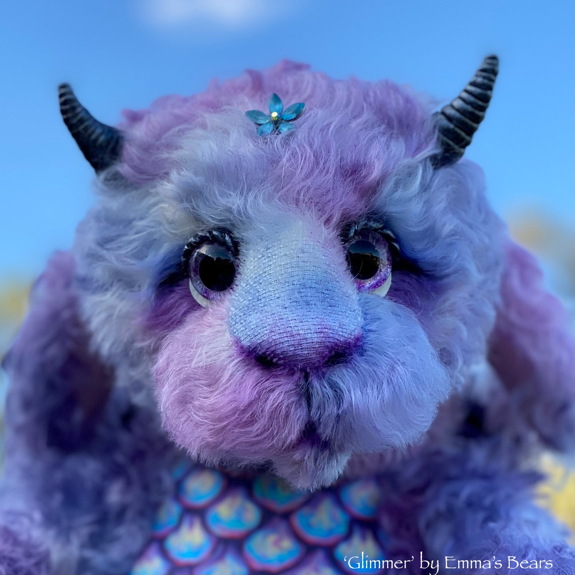 Glimmer - 15" kid mohair Artist Baby Dragon by Emmas Bears - OOAK