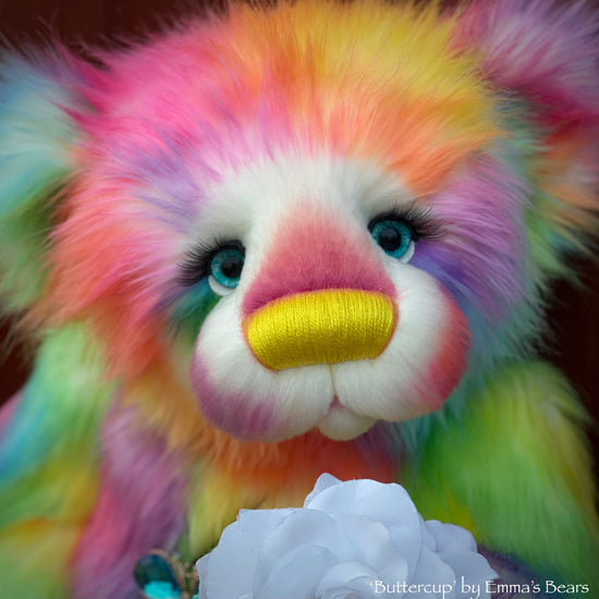 Buttercup - 23" Rainbow Faux Fur Artist Bear by Emma's Bears - OOAK