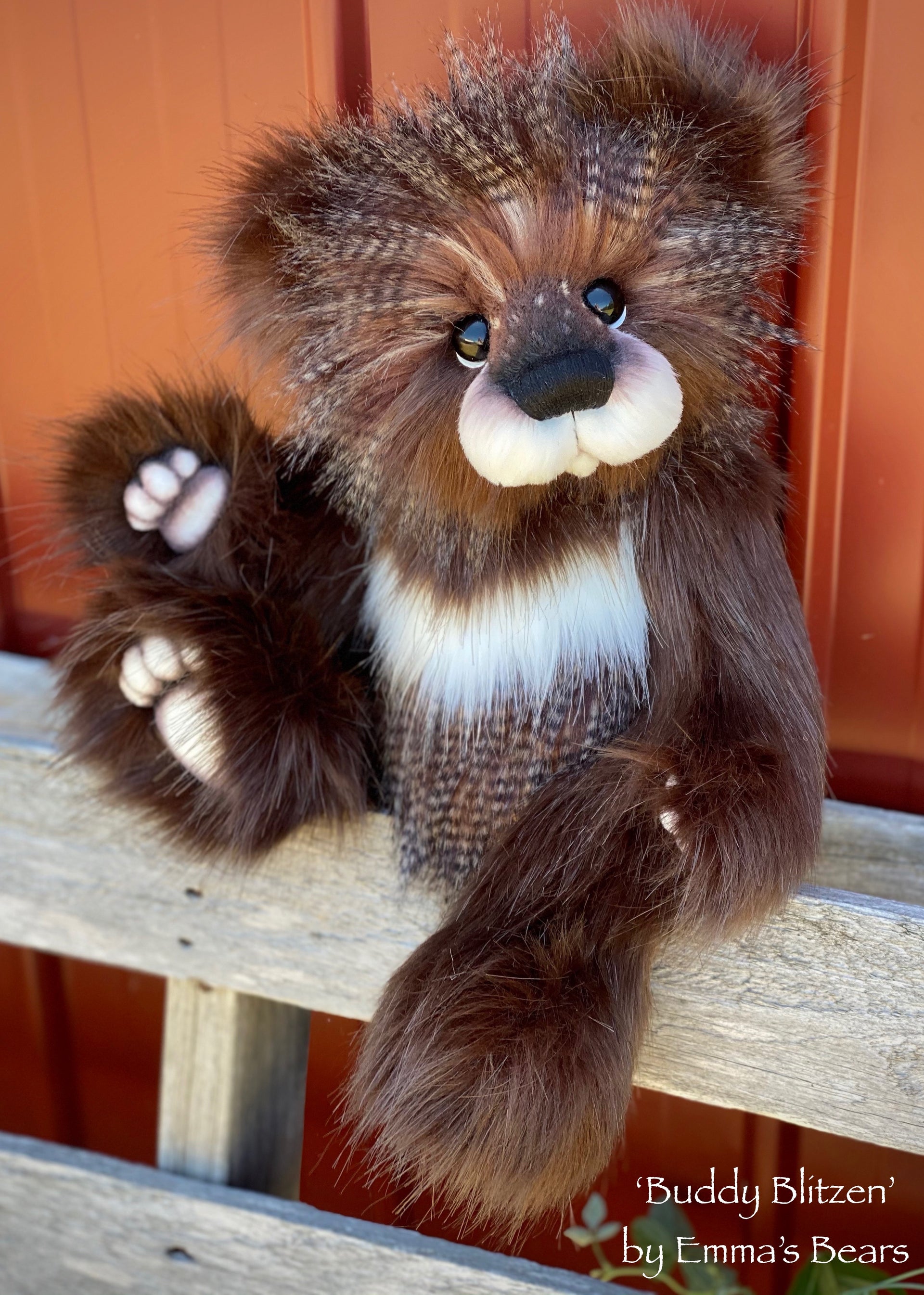 Buddy Blitzen - 18" Christmas 2020 FAUX FUR Artist toddler style Bear by Emma's Bears - OOAK