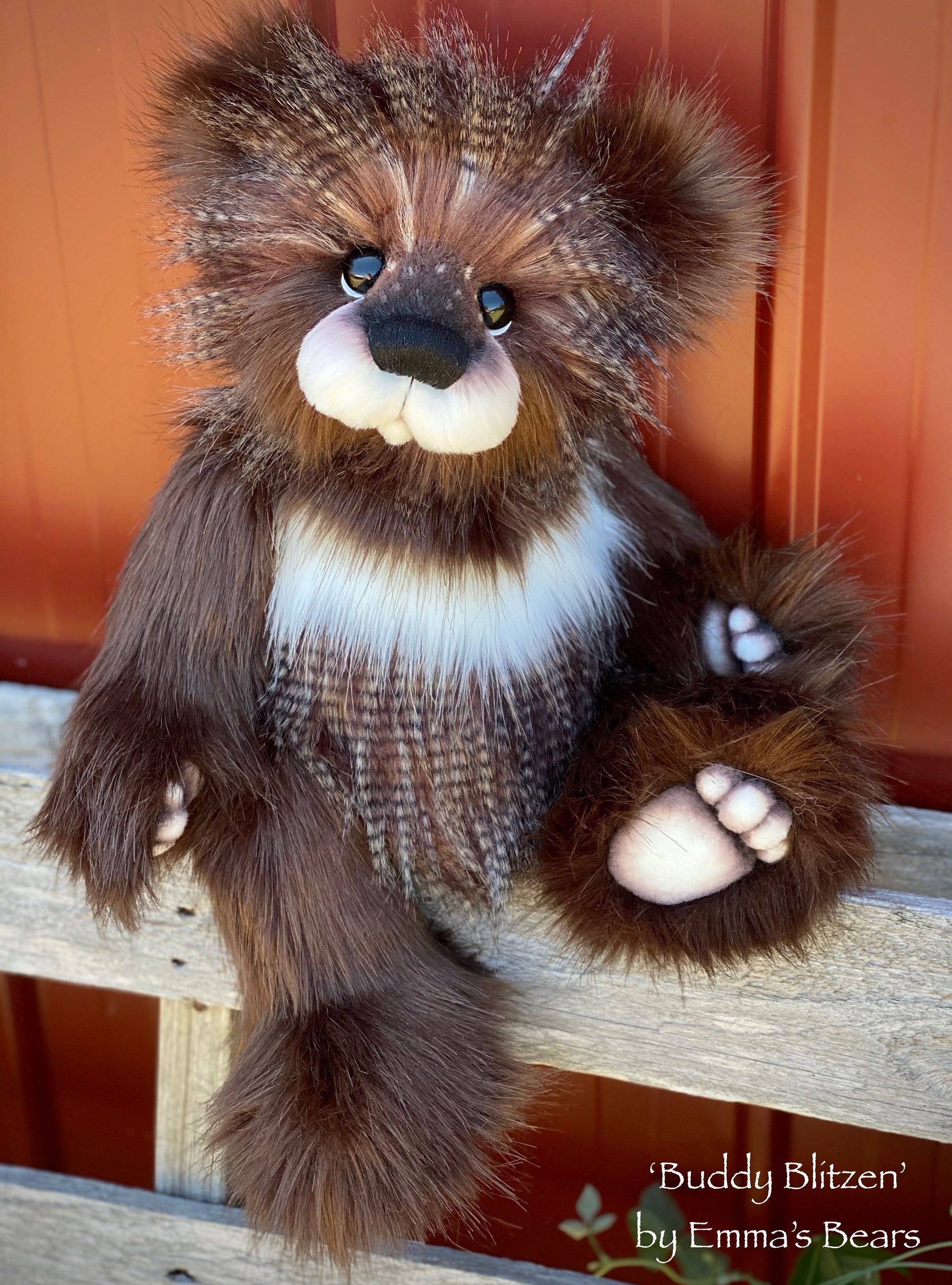 Buddy Blitzen - 18" Christmas 2020 FAUX FUR Artist toddler style Bear by Emma's Bears - OOAK