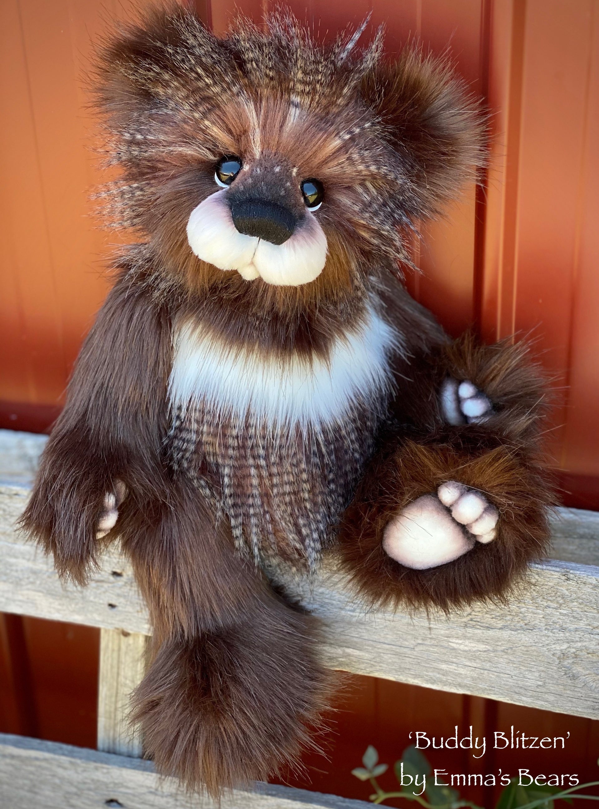 Buddy Blitzen - 18" Christmas 2020 FAUX FUR Artist toddler style Bear by Emma's Bears - OOAK