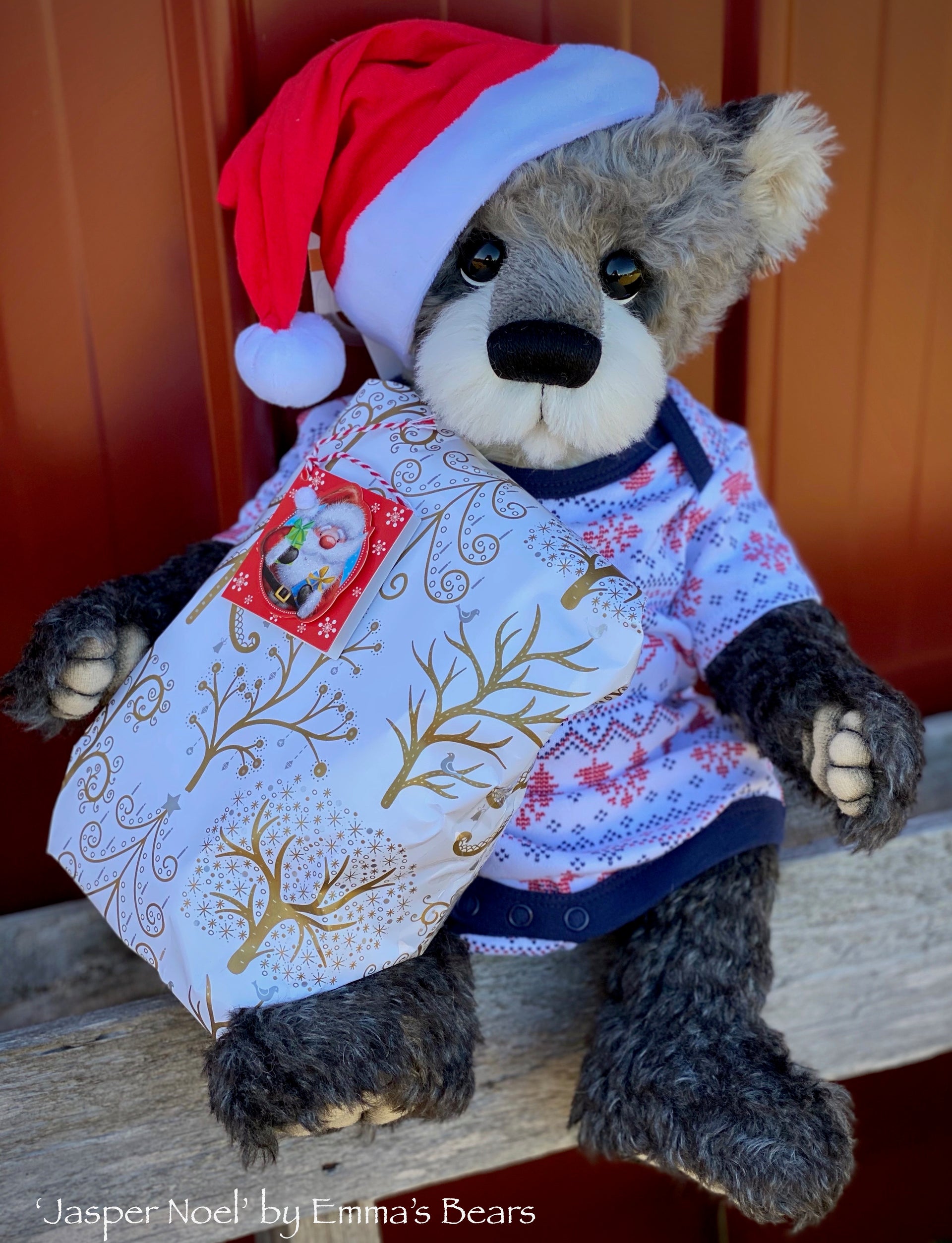 Jasper Noel - 18" Christmas 2020 MOHAIR Artist toddler style Bear by Emma's Bears - OOAK