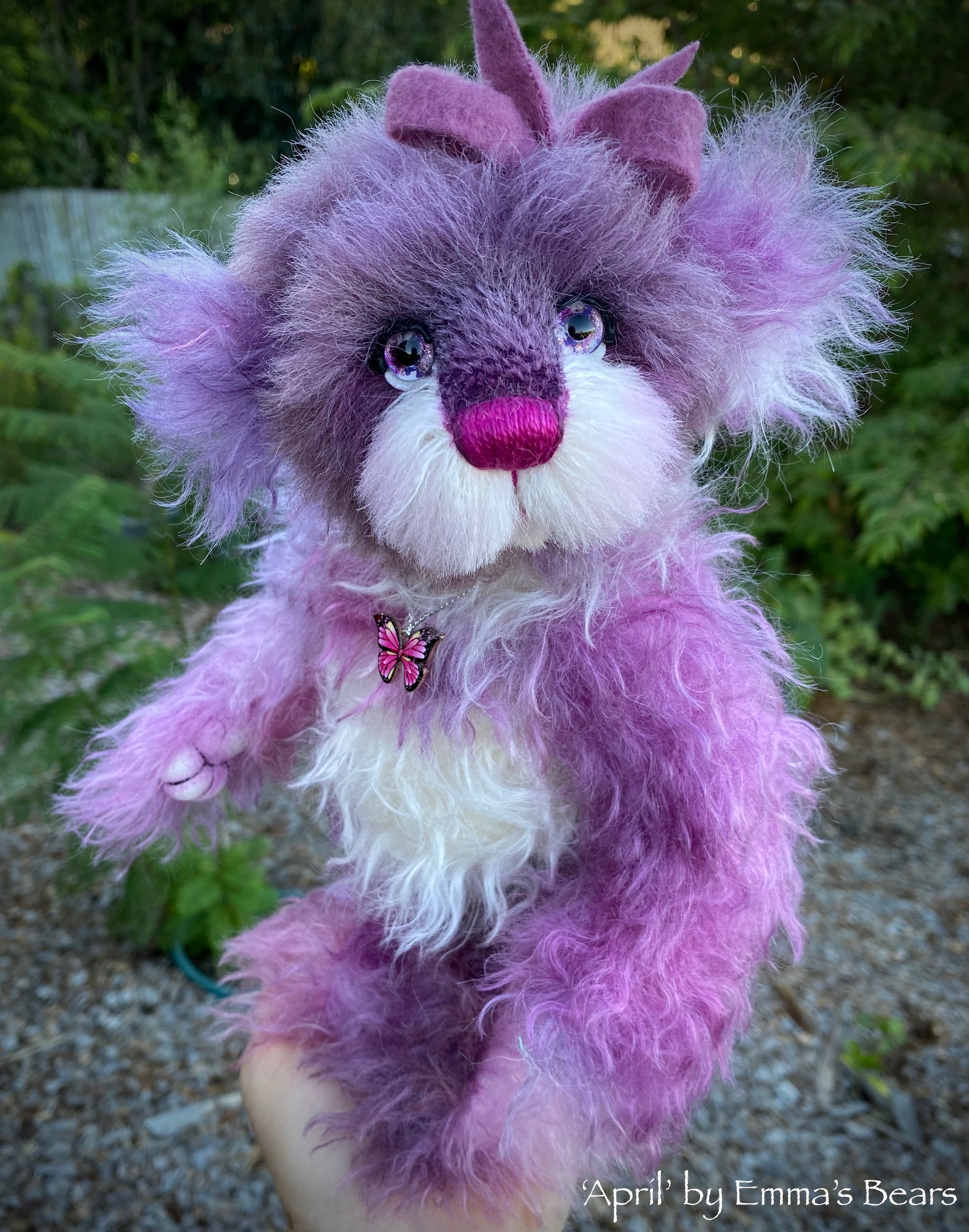 April - 11" Hand-Dyed mohair and alpaca bear by Emma's Bears - OOAK