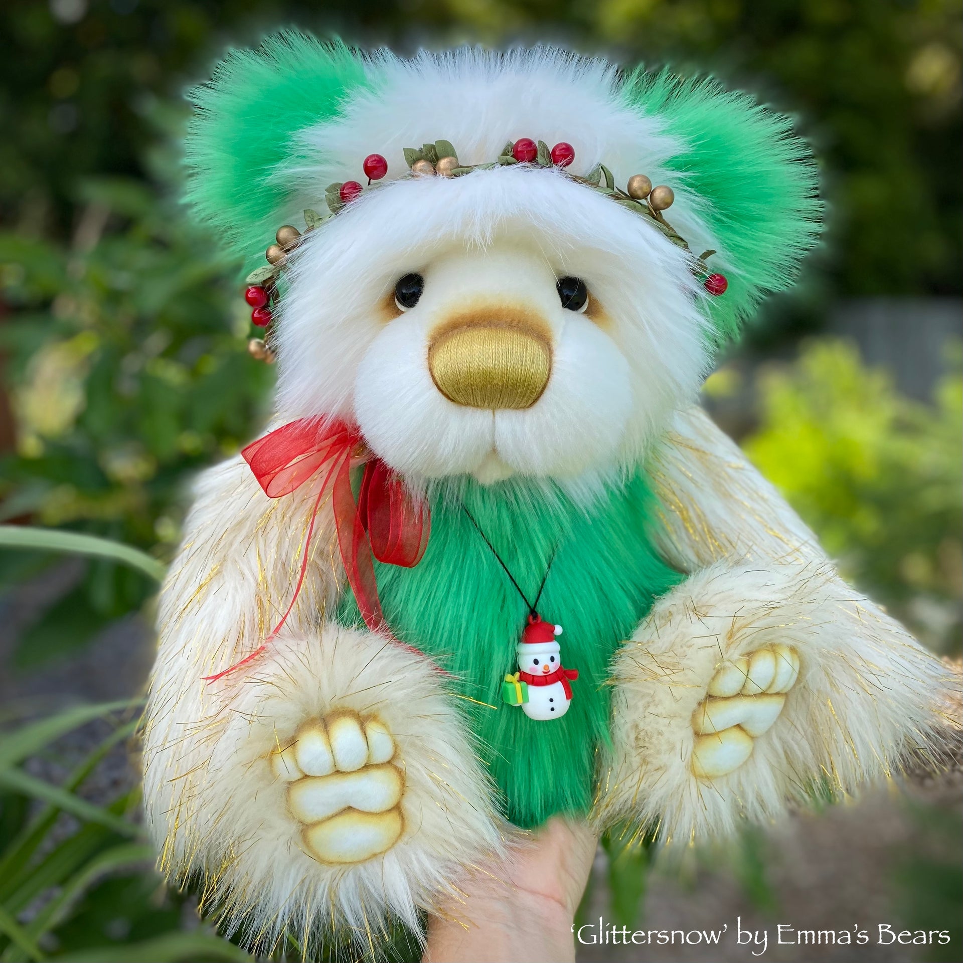 Glittersnow - 18" Faux Fur Christmas Artist Bear by Emma's Bears - OOAK