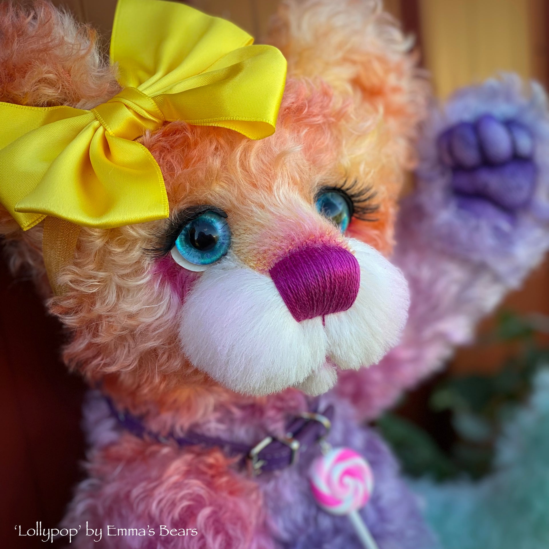 Lollypop - 16" Hand-dyed curly kid mohair Artist Bear by Emmas Bears - OOAK